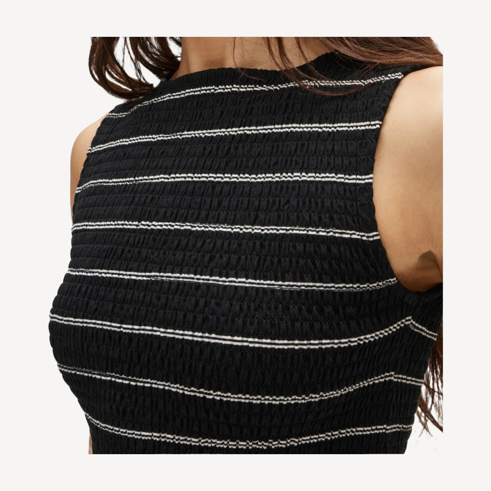 Smocked shell tank top in stripe