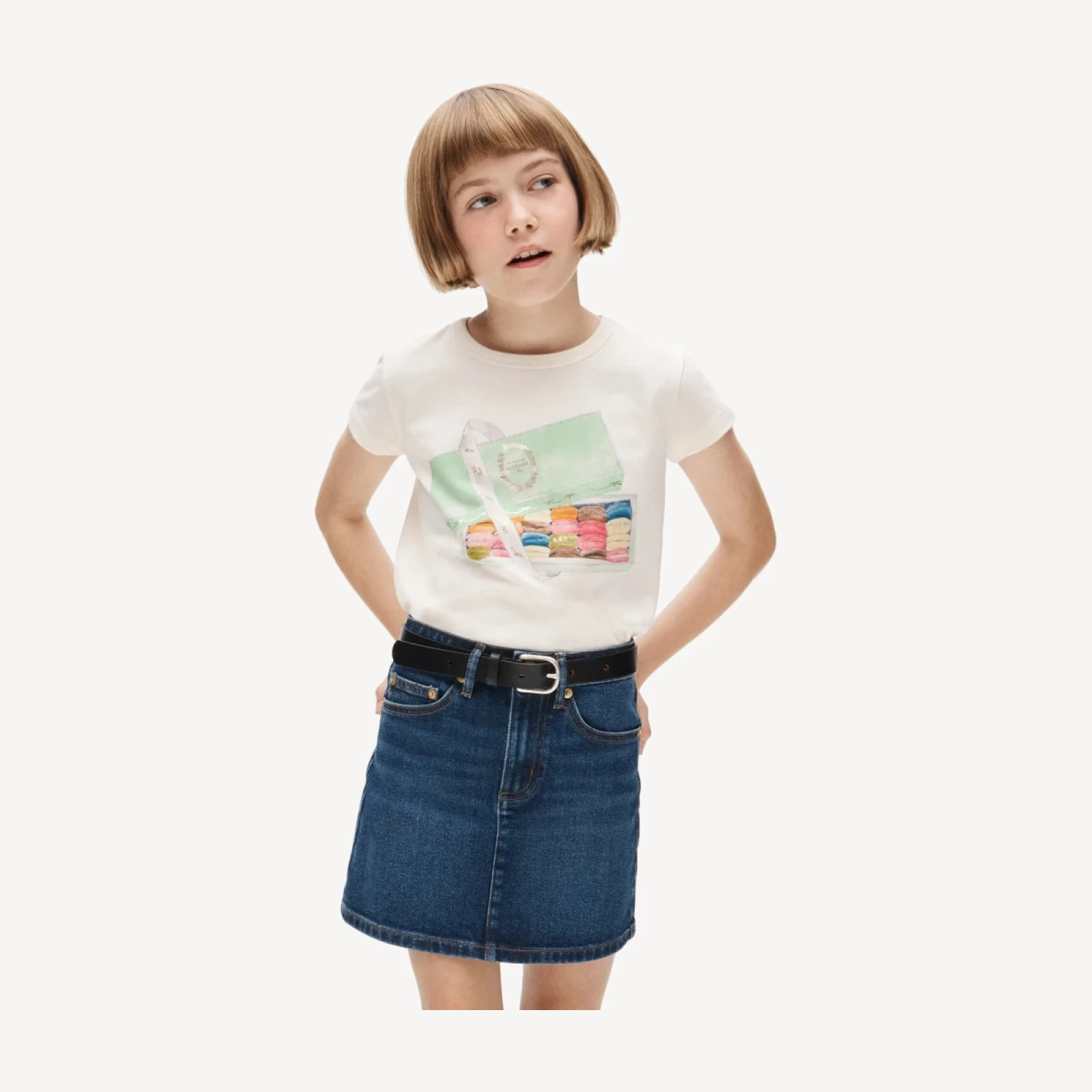 LADURÉE X Crewcuts girls' macaron graphic T-shirt with sequins