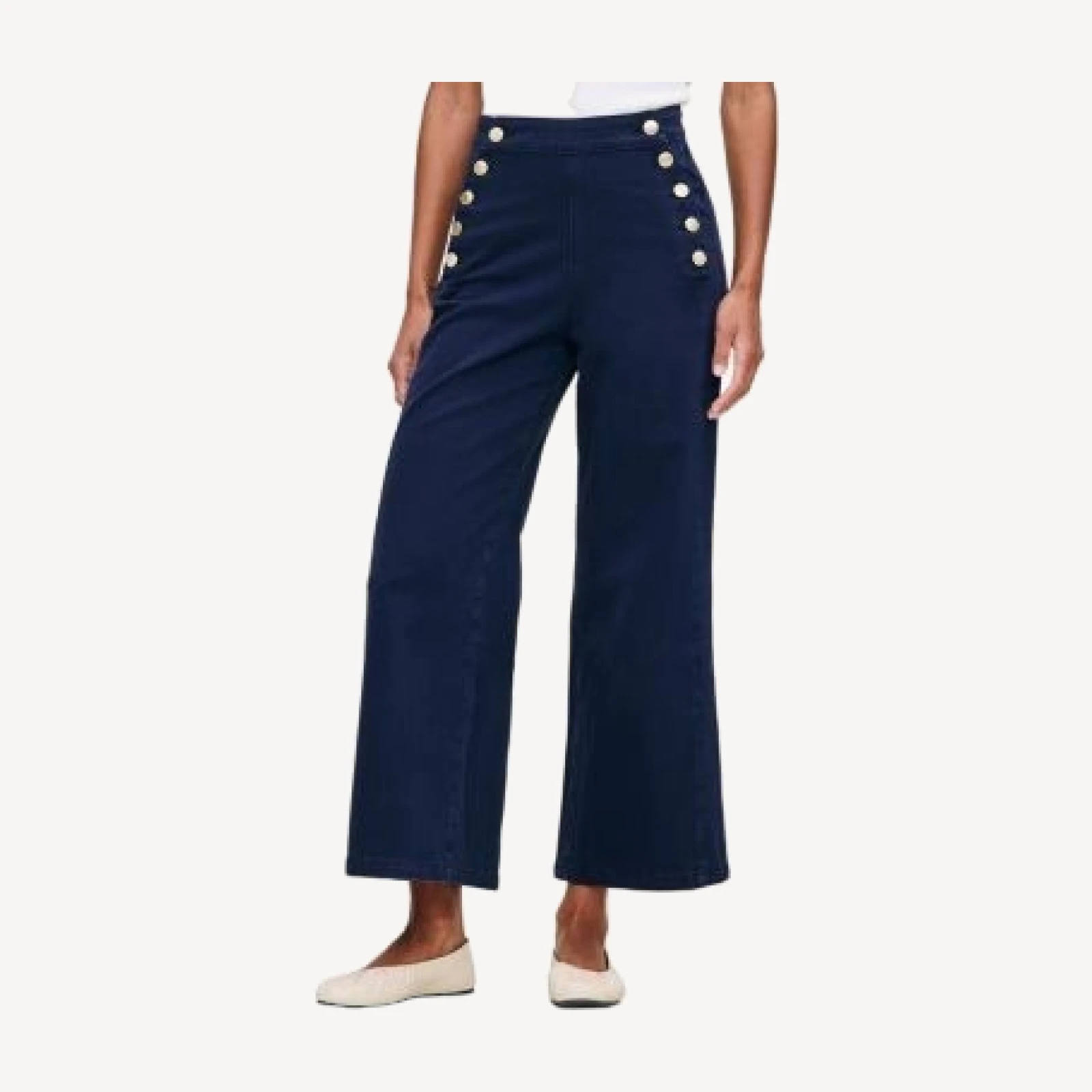 DL1961 Hepburn High Rise Ankle Wide Leg Jeans in Bright Navy Twill
