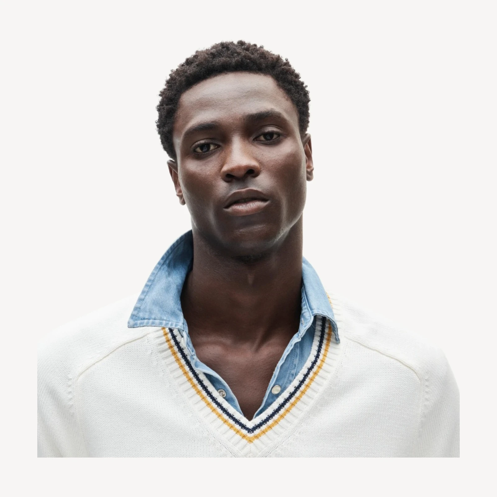 Heritage cotton tipped V-neck sweater