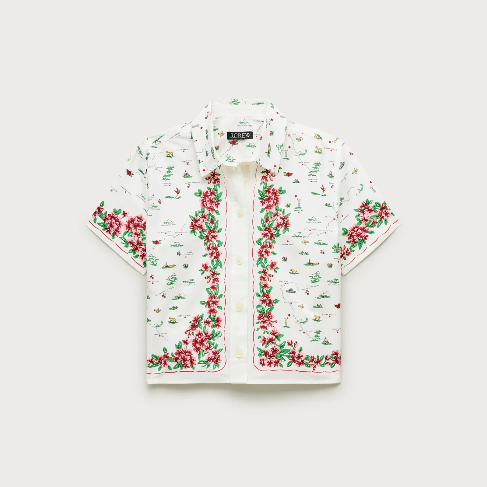 Gamine button-up shirt in map print