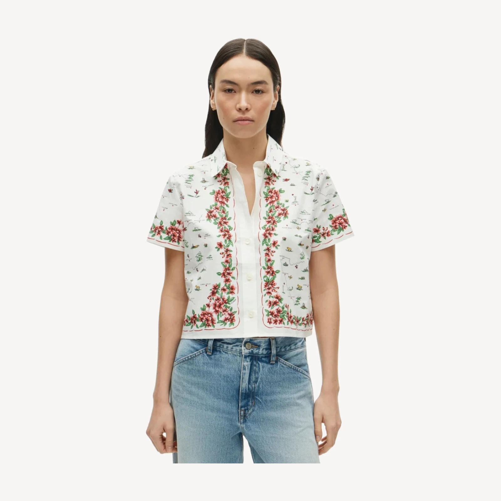Gamine button-up shirt in map print