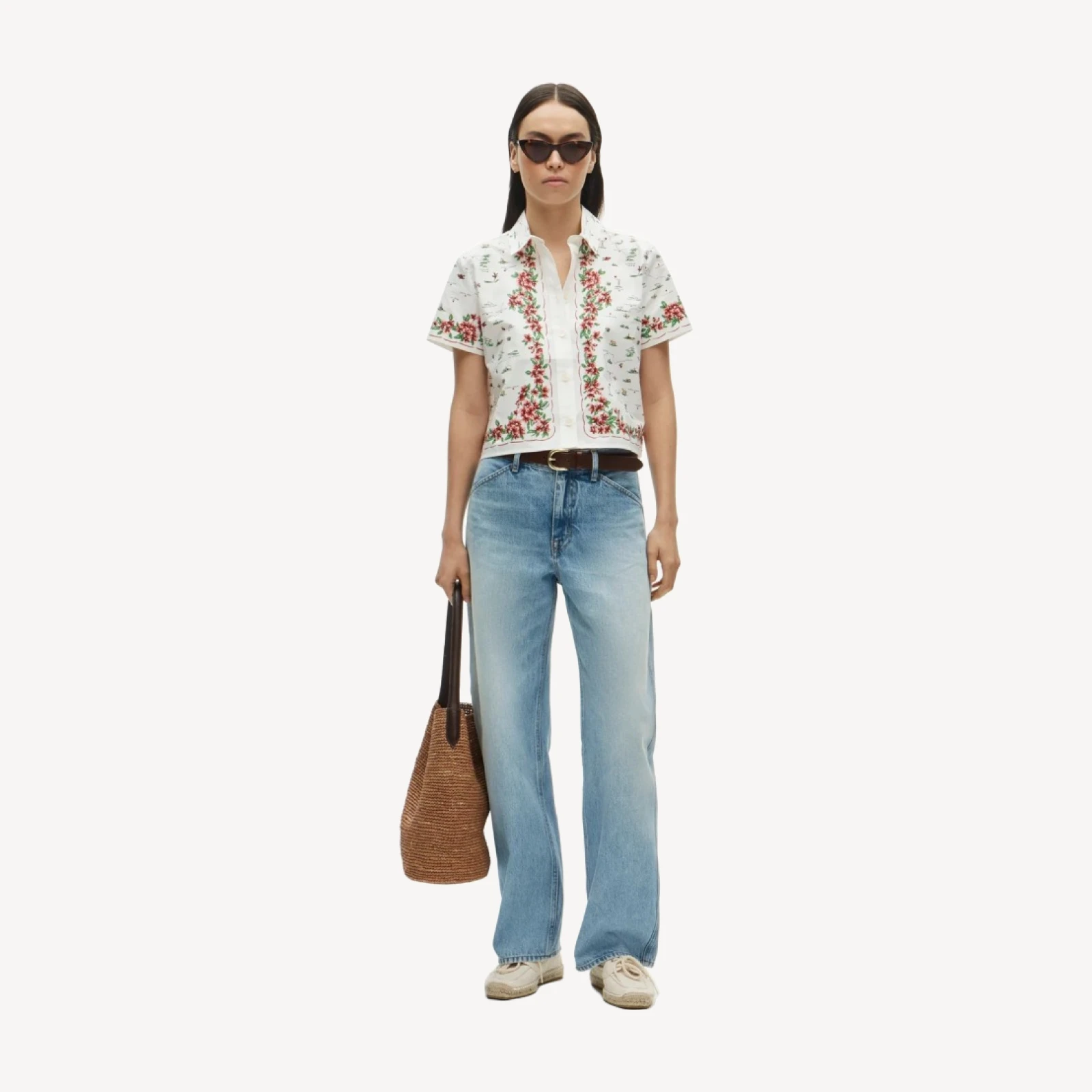 Gamine button-up shirt in map print
