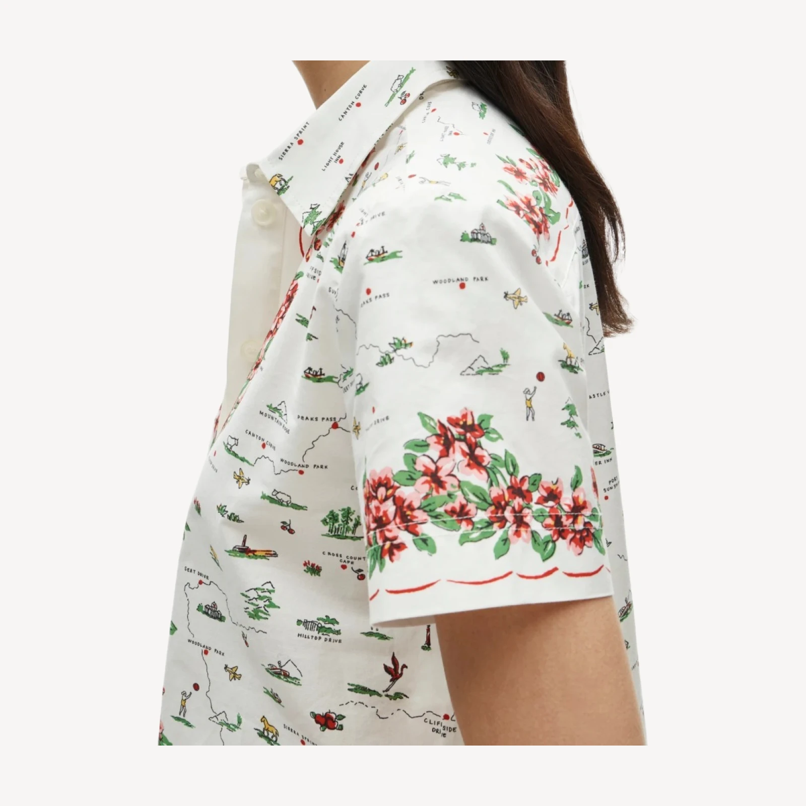 Gamine button-up shirt in map print