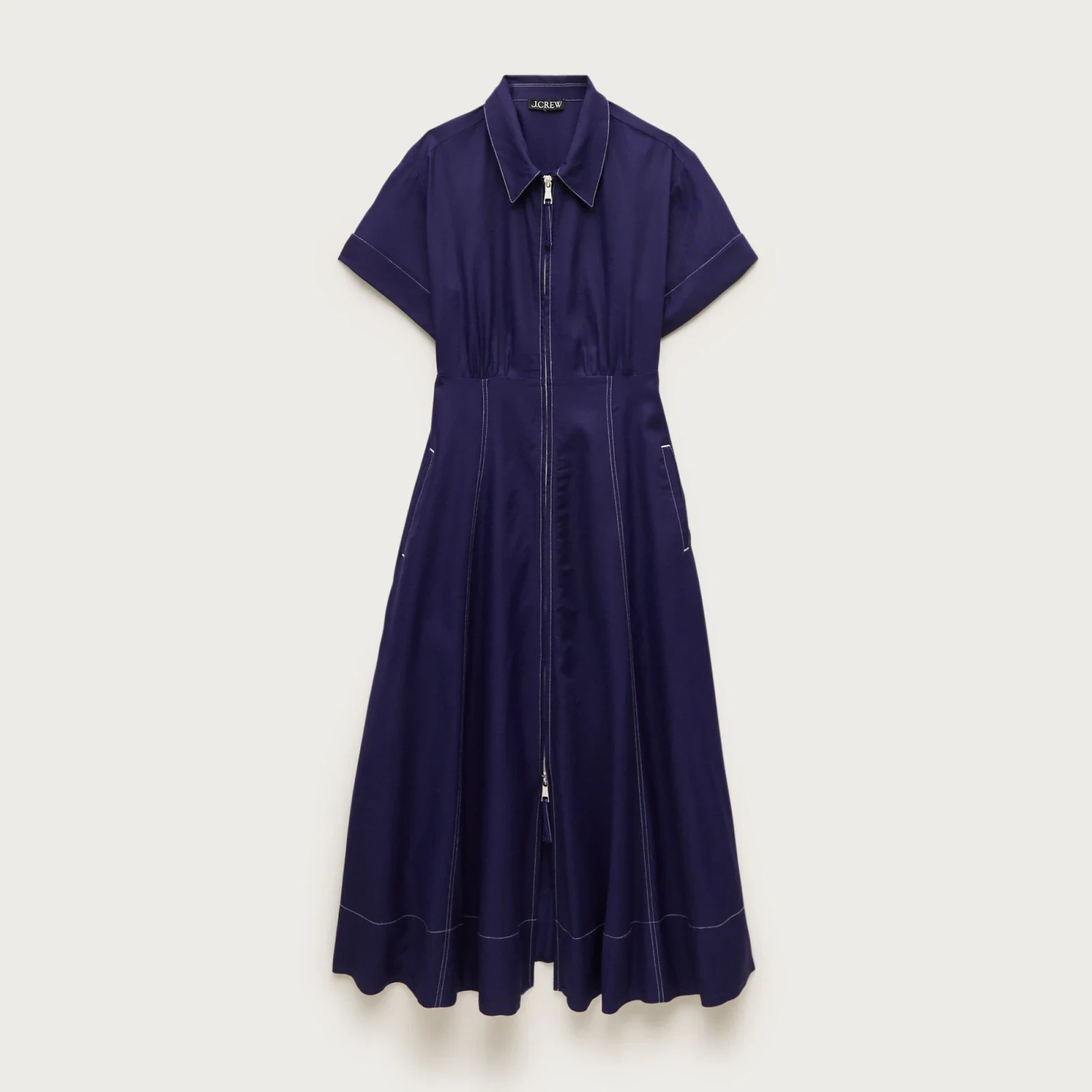 Zip-up shirt-dress in Gramercy linen blend