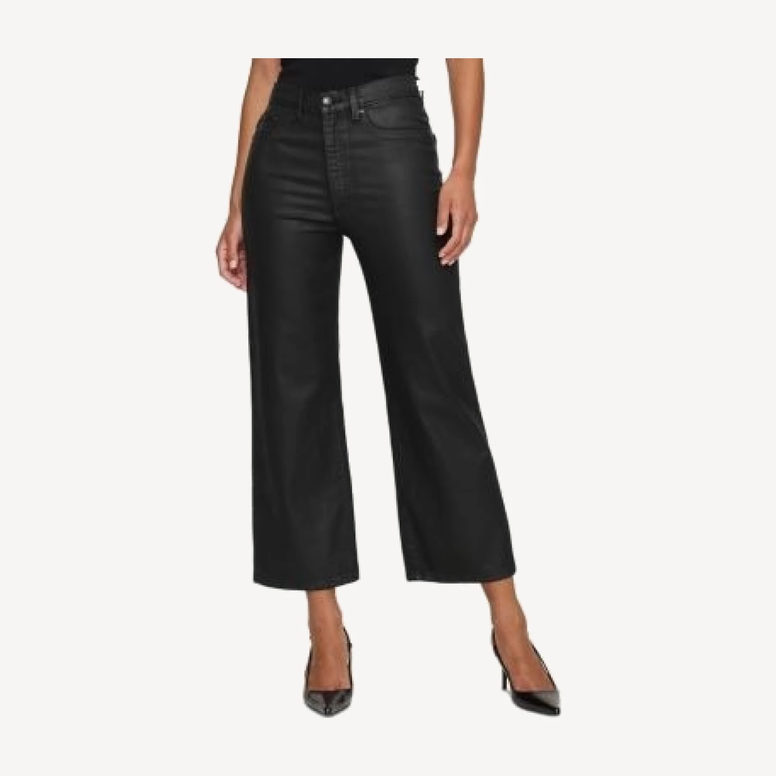 DL1961 Karmine Refined Wide Leg Jeans in Black Coated