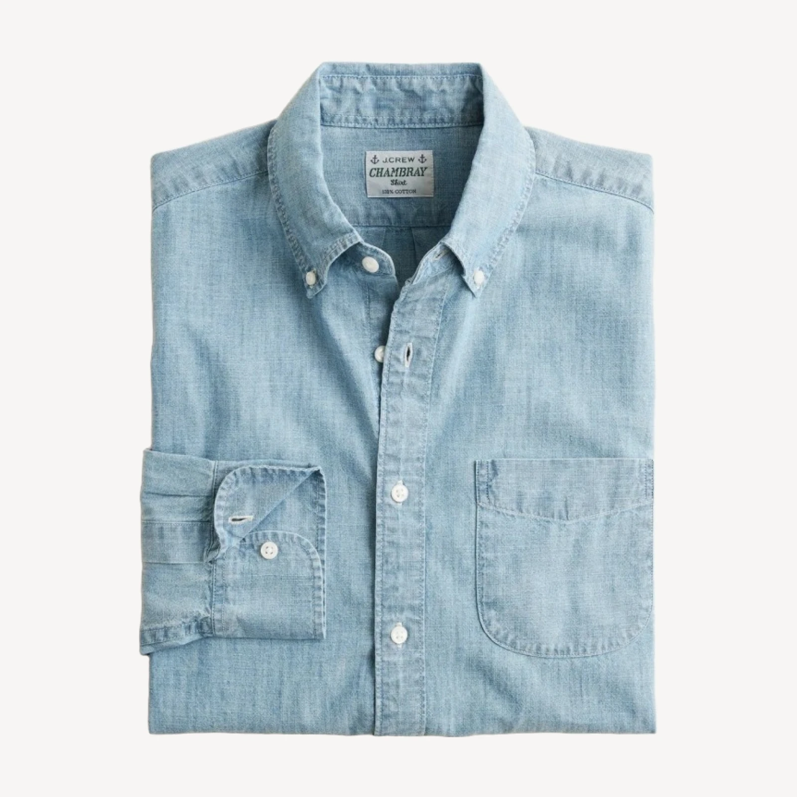 Organic cotton chambray shirt in light wash