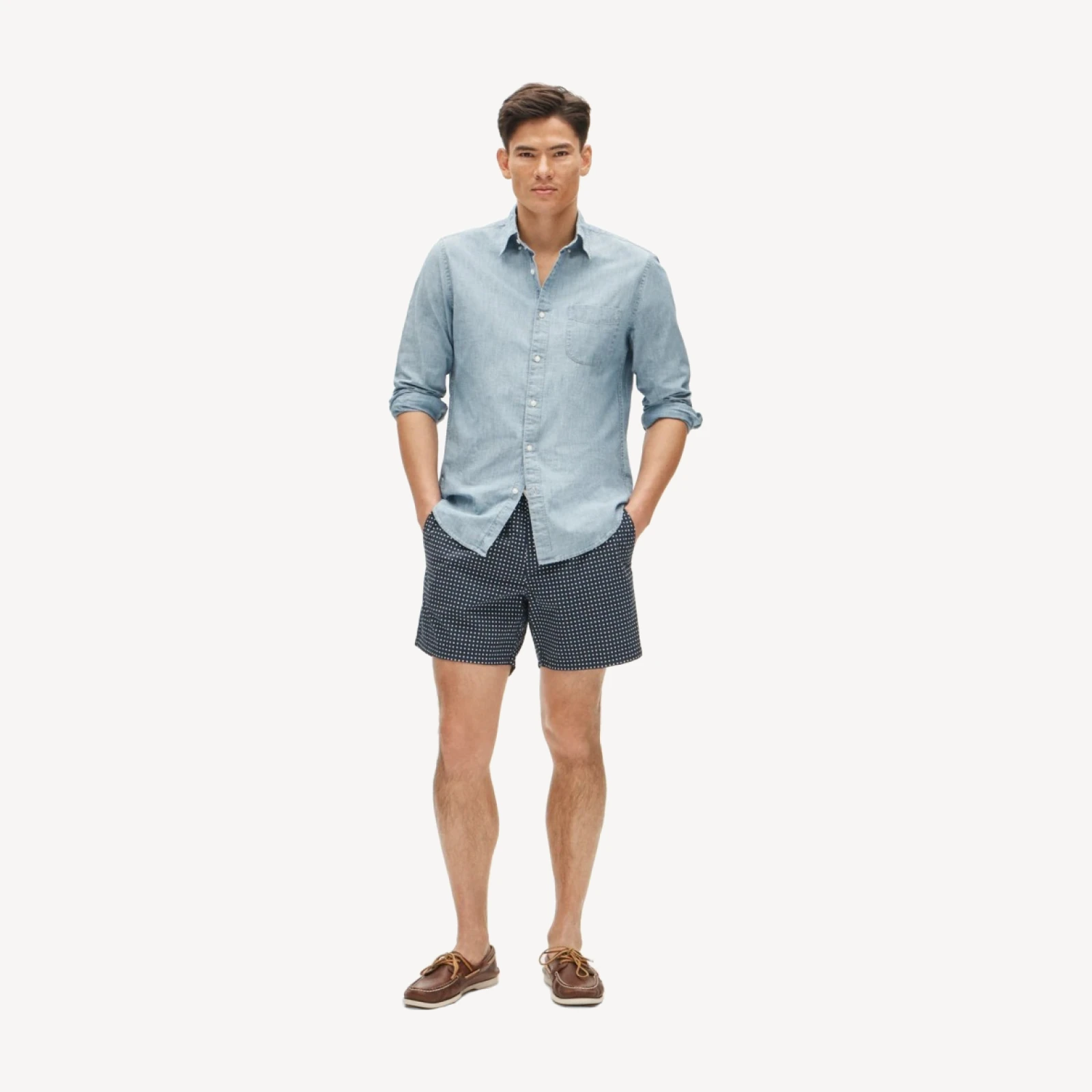 Organic cotton chambray shirt in light wash