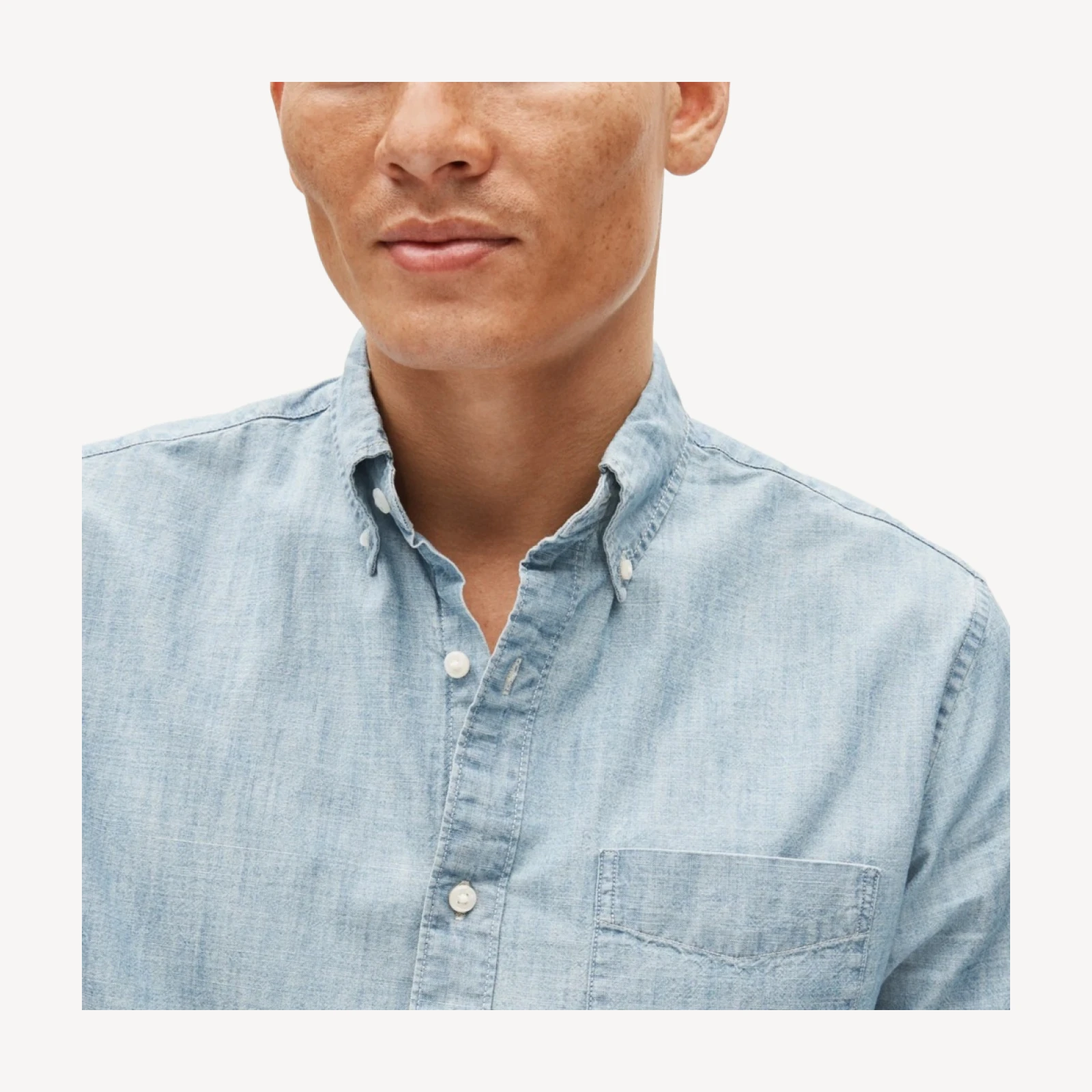 Organic cotton chambray shirt in light wash