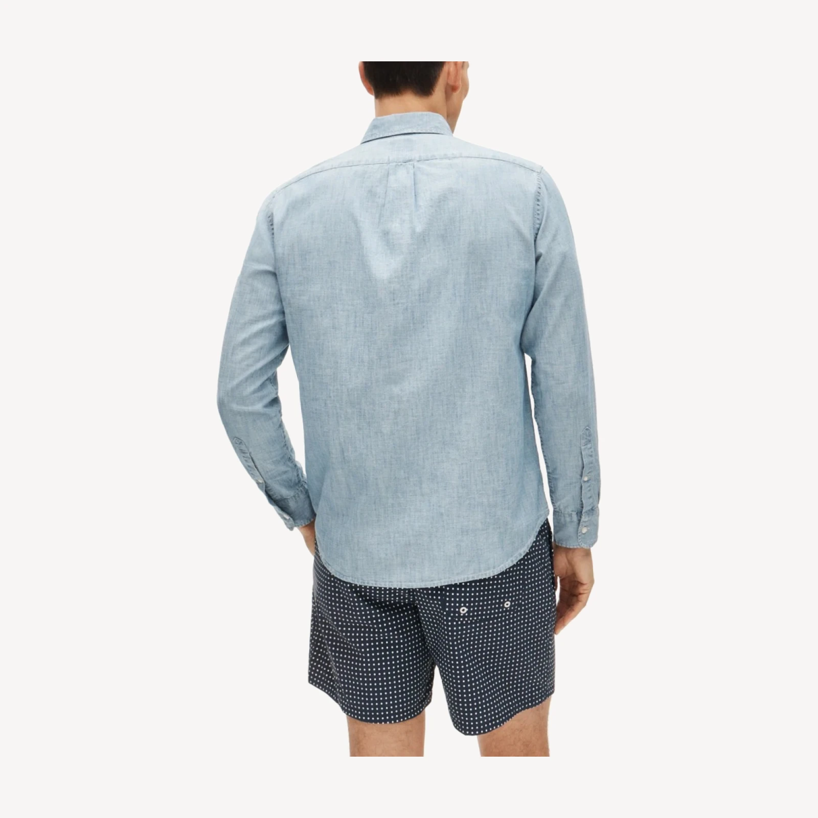 Organic cotton chambray shirt in light wash