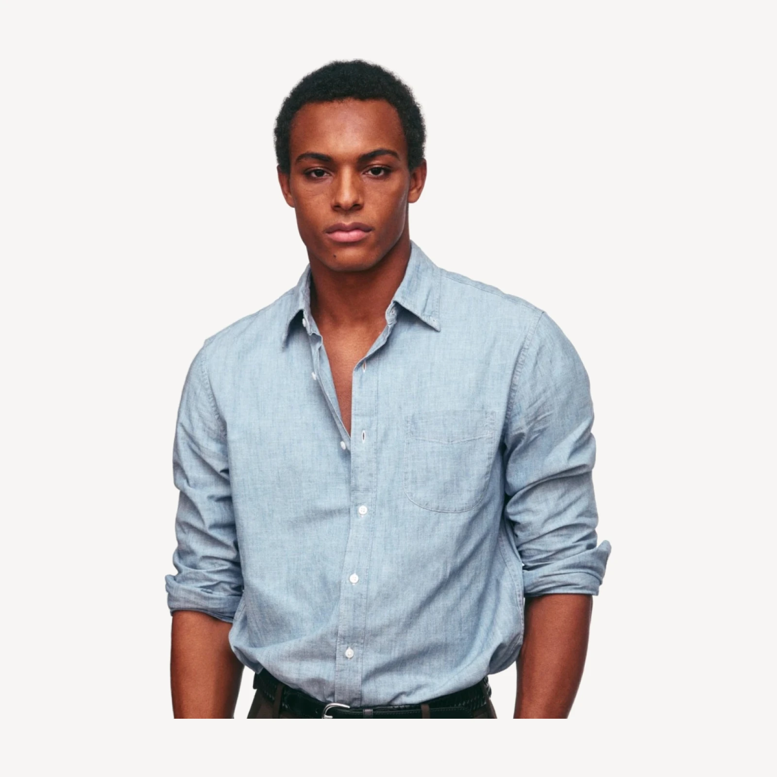 Organic cotton chambray shirt in light wash