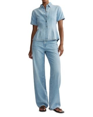DL1961 Kaylen Soft Curve High Rise Wide Leg Jeans in Beachfront Aura