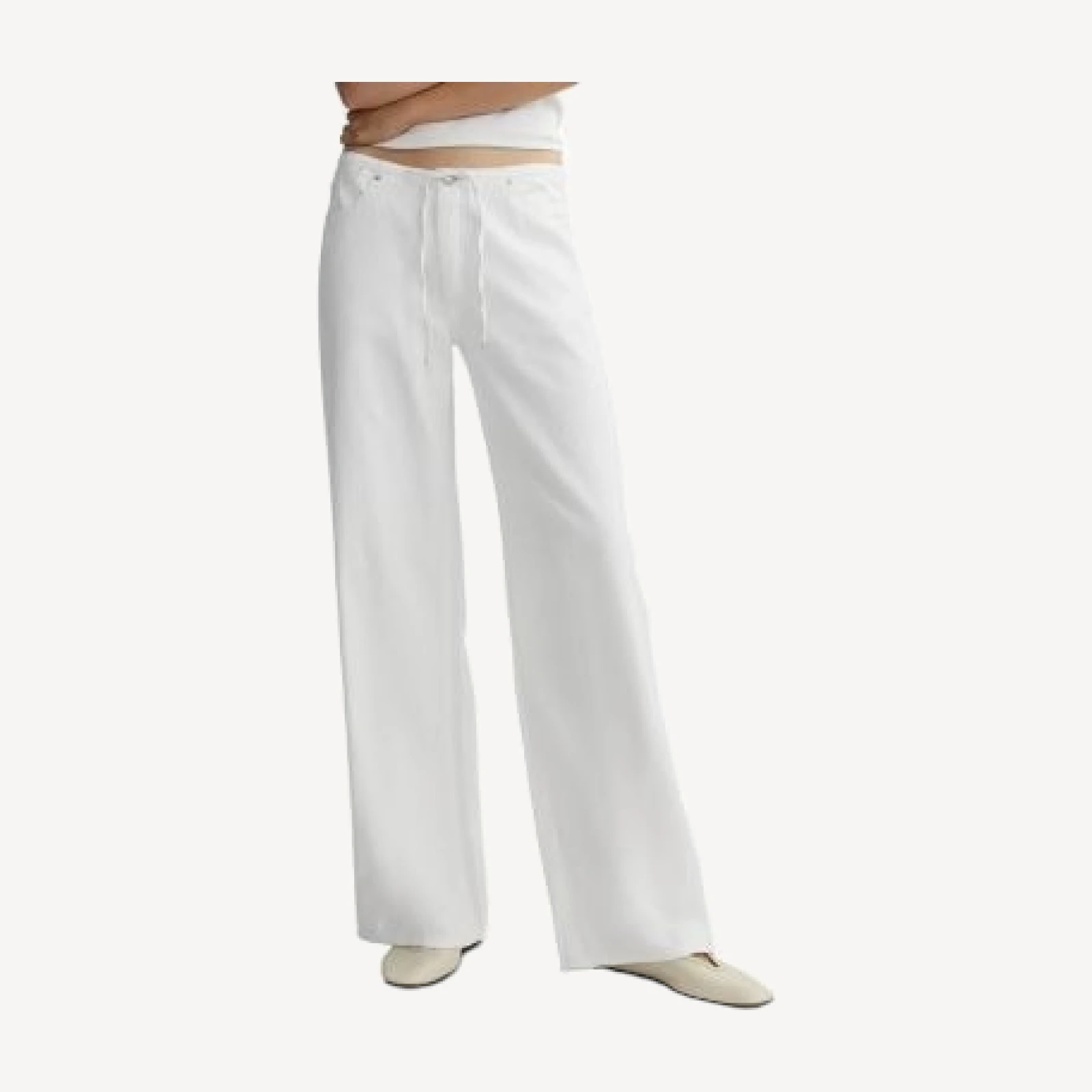 DL1961 Sienna Low Rise Tie Waist Wide Leg Jeans in White Aura