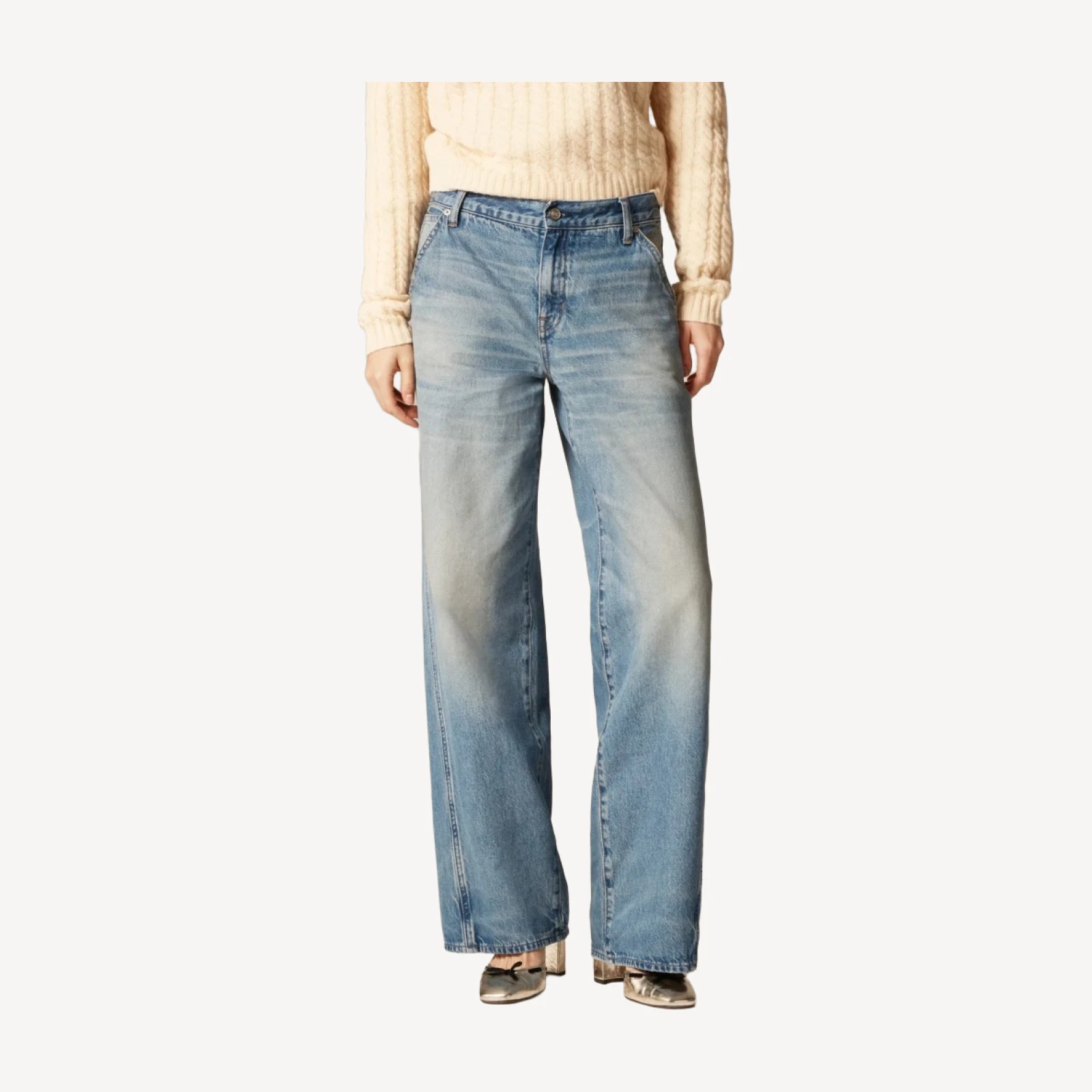 Utility low-rise wide-leg jean