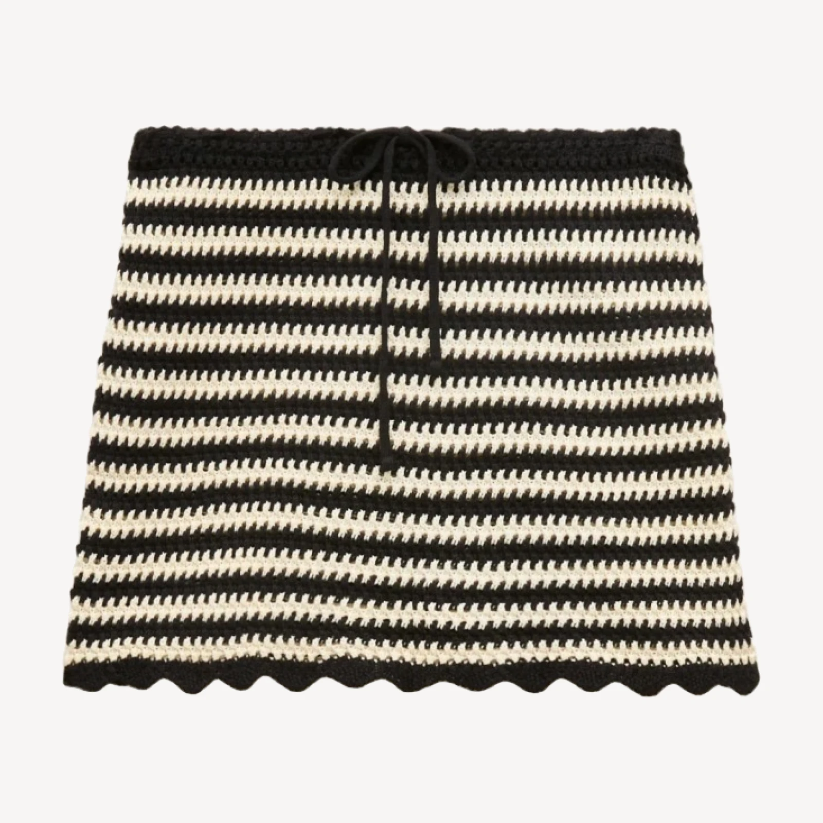 Scallop-trim crochet skirt in stripe
