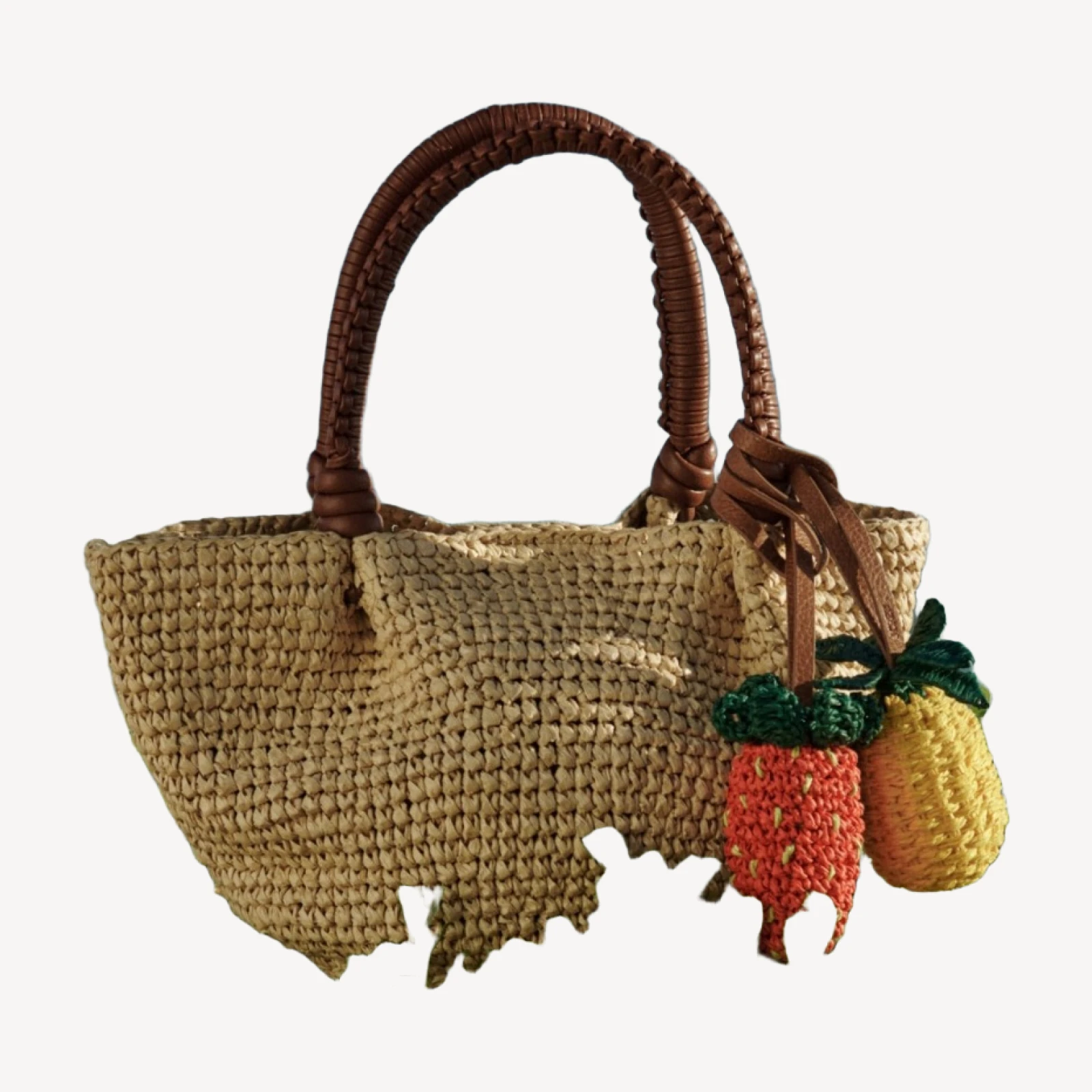Small handknotted top-handle bag