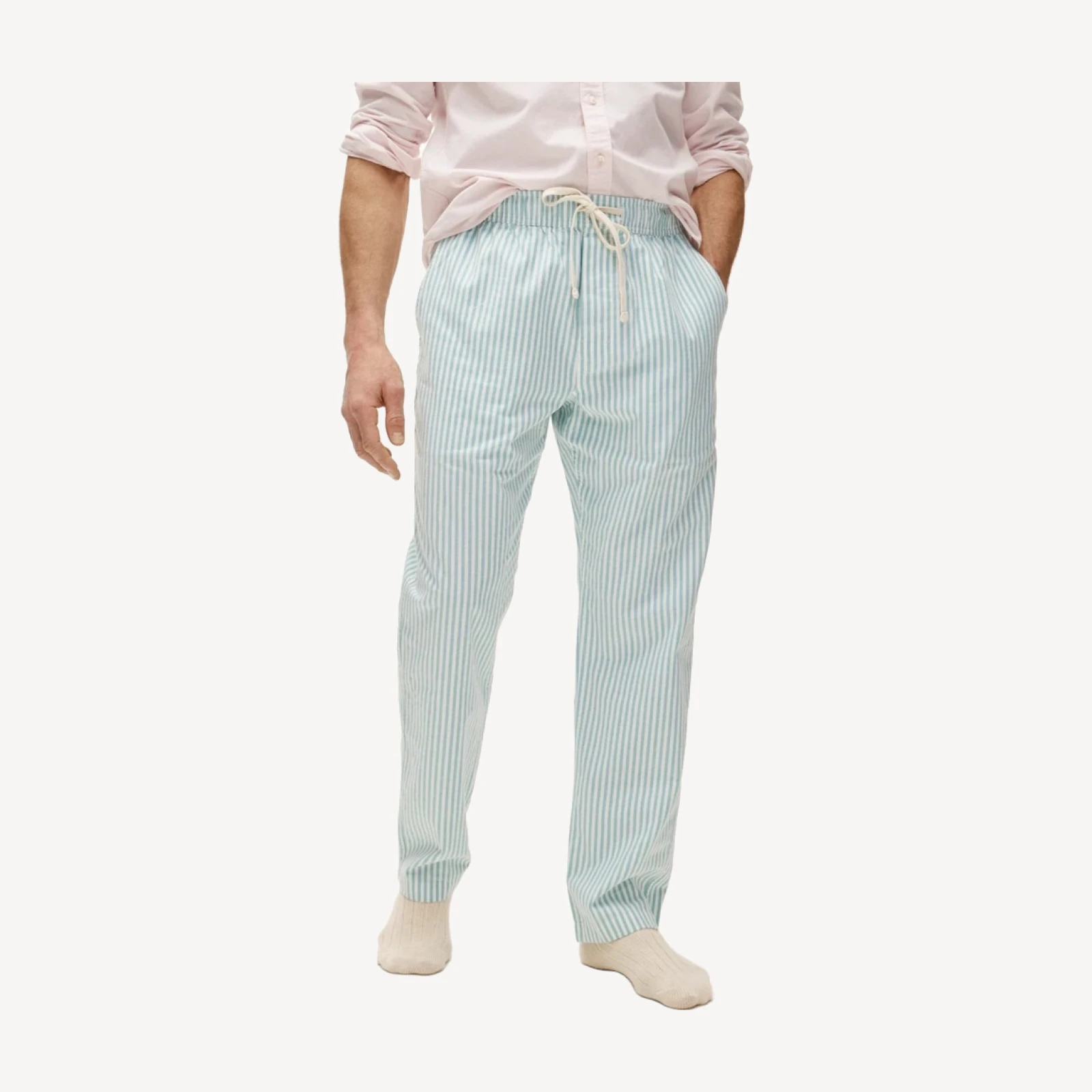 Broken-in oxford lounge pant in organic cotton stripe