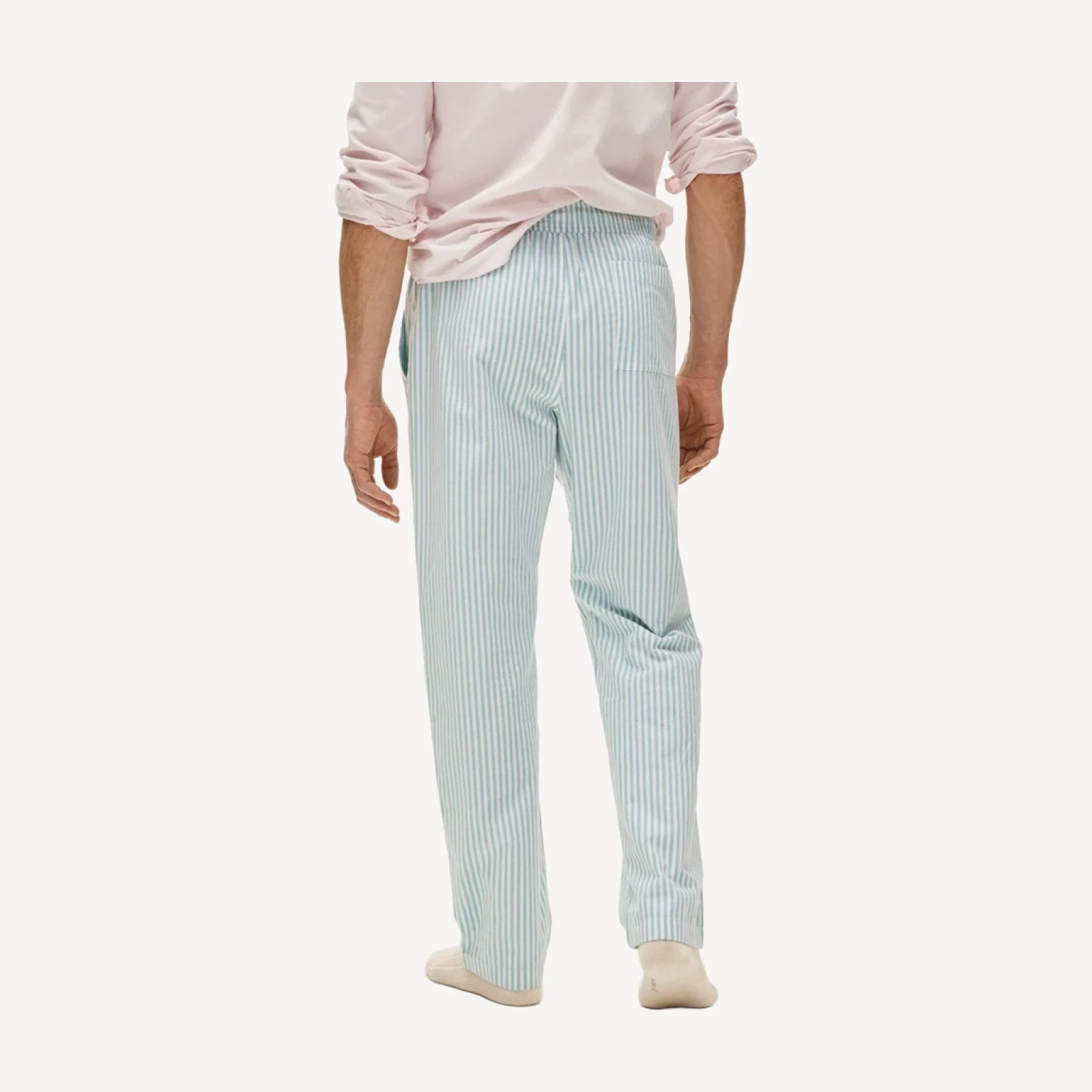 Broken-in oxford lounge pant in organic cotton stripe