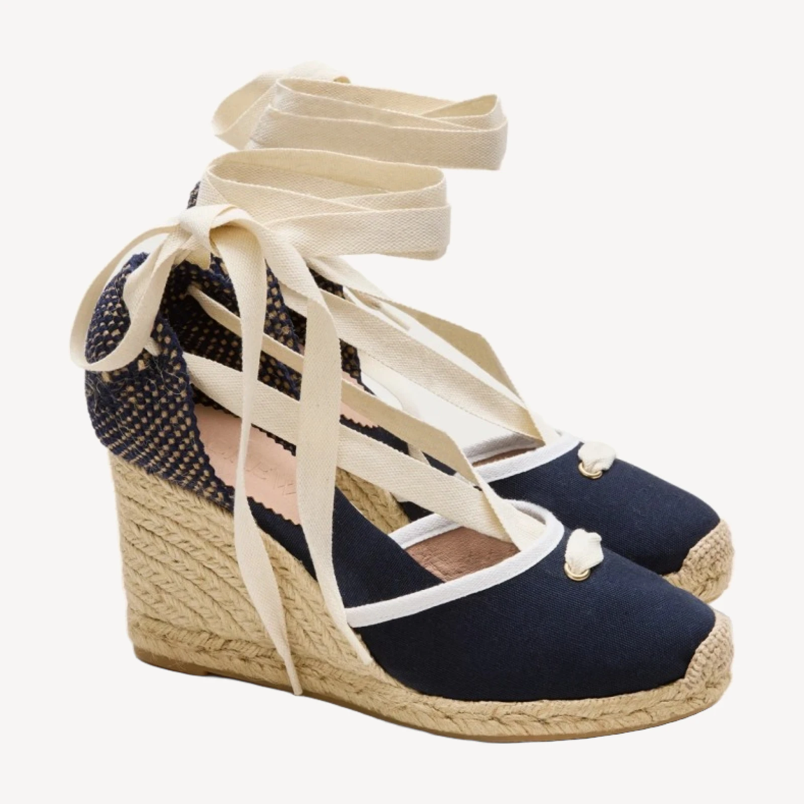 Made-in-Spain espadrille lace-up wedges