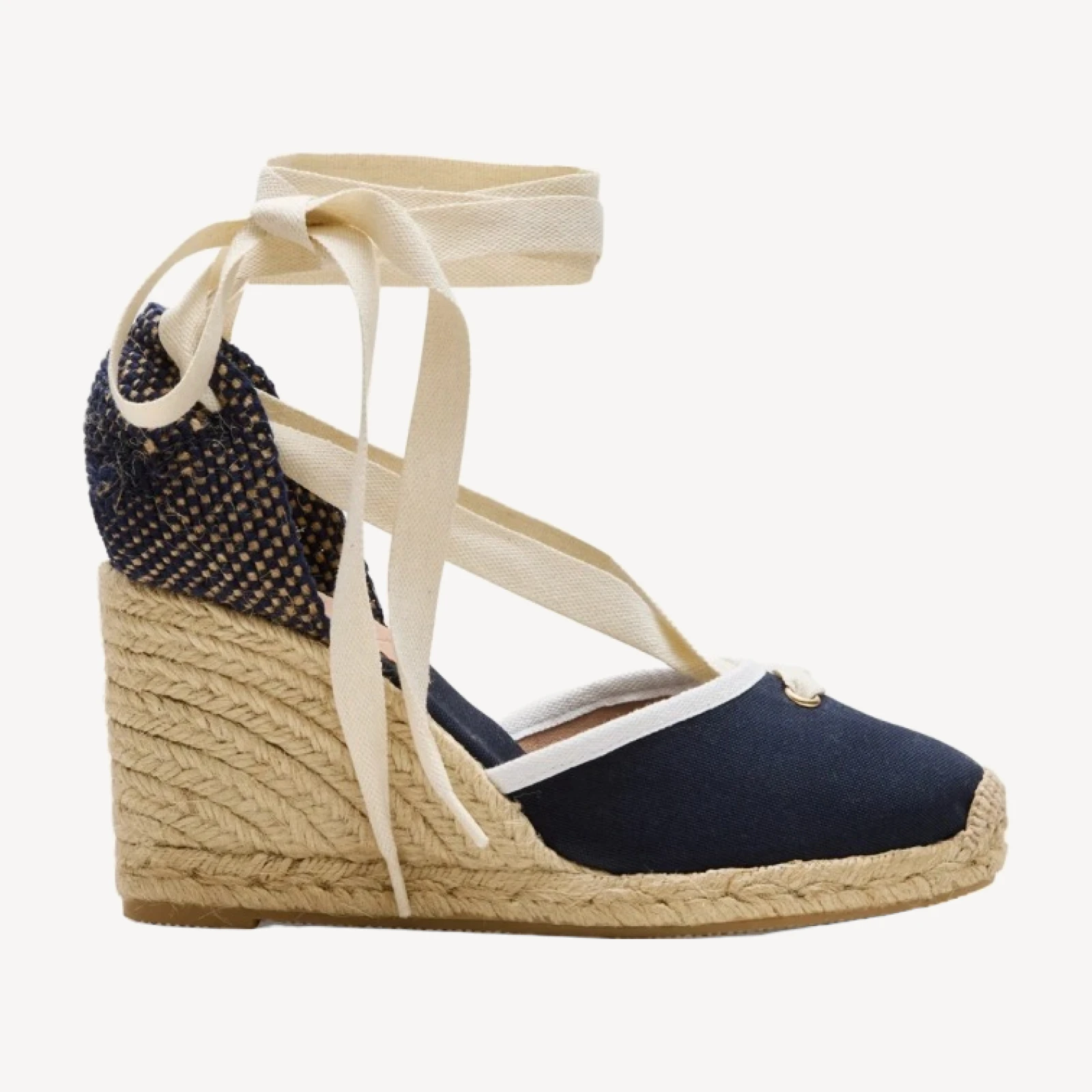 Made-in-Spain espadrille lace-up wedges