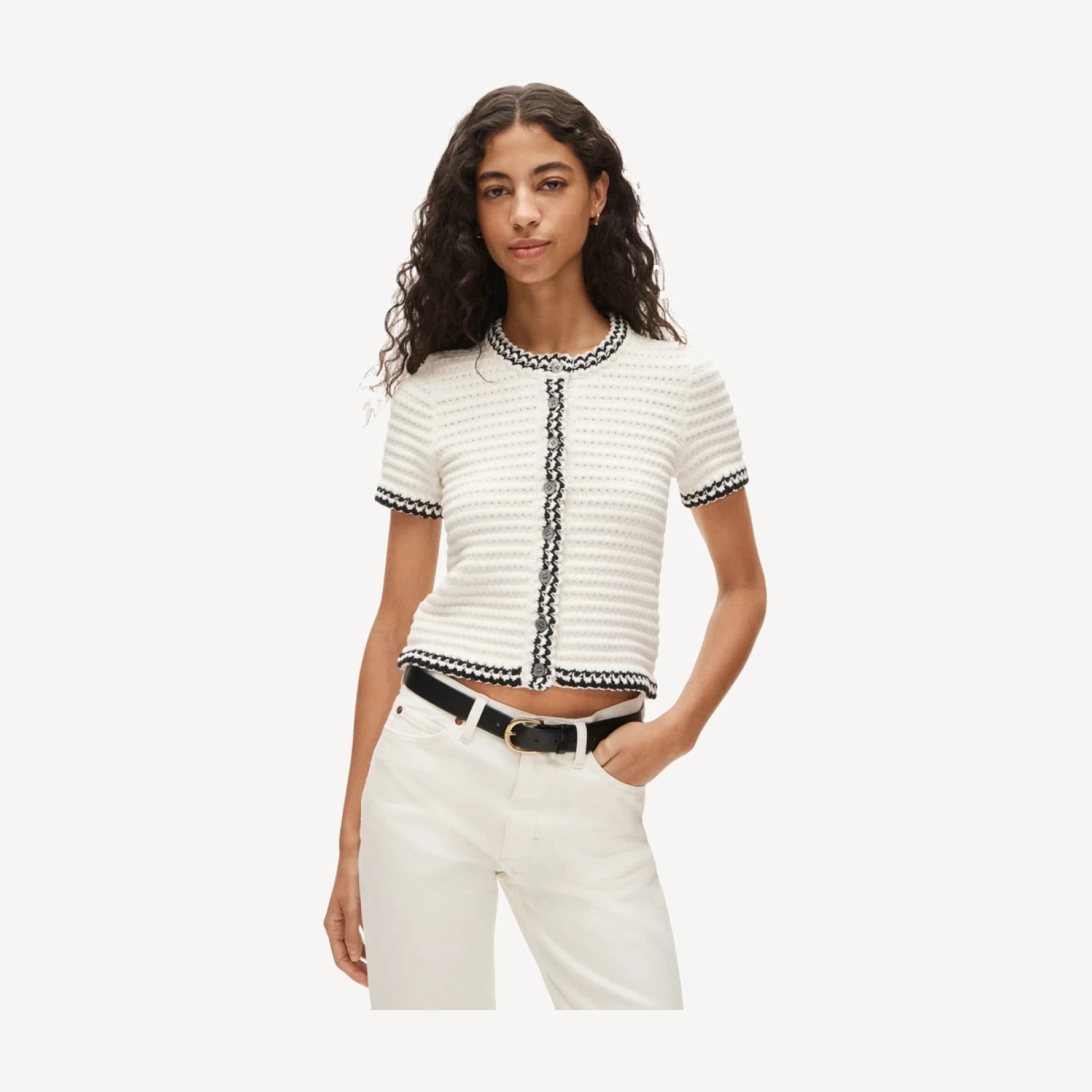 Crochet short-sleeve cardigan