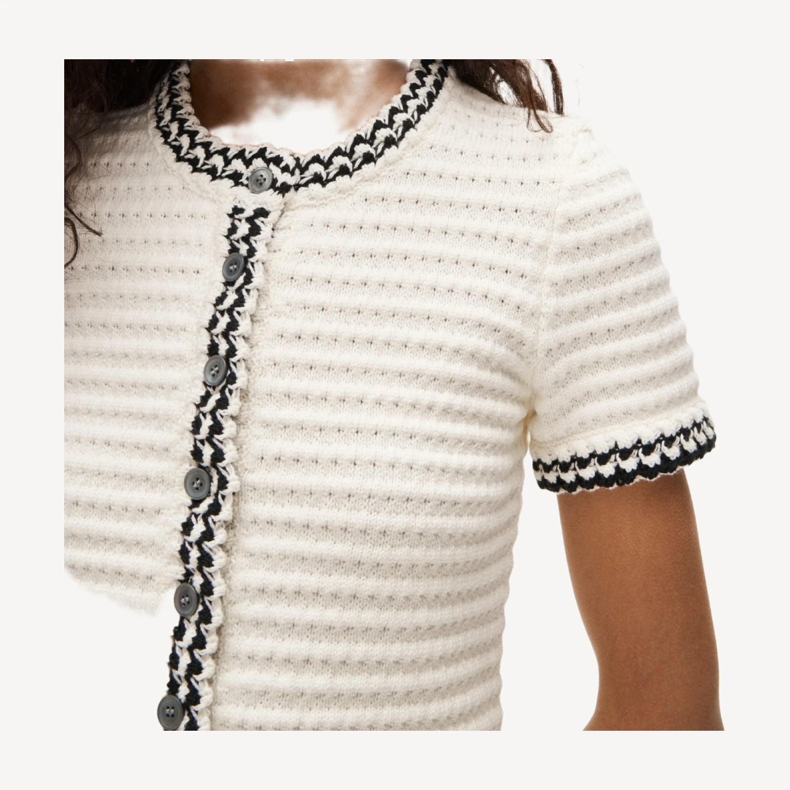 Crochet short-sleeve cardigan