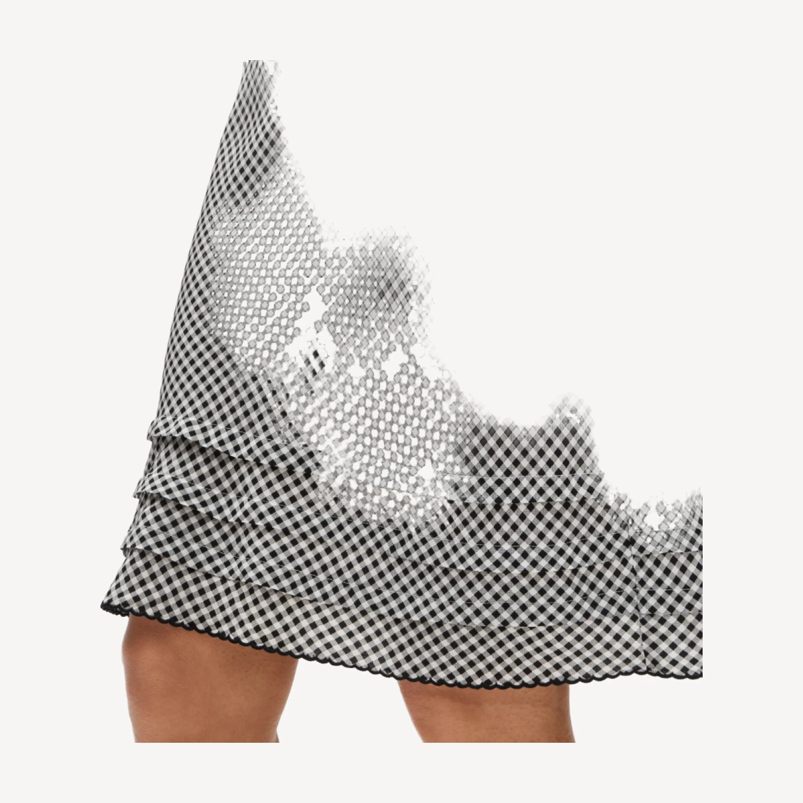 Ruffle-trim slip skirt in gingham crepe de chine