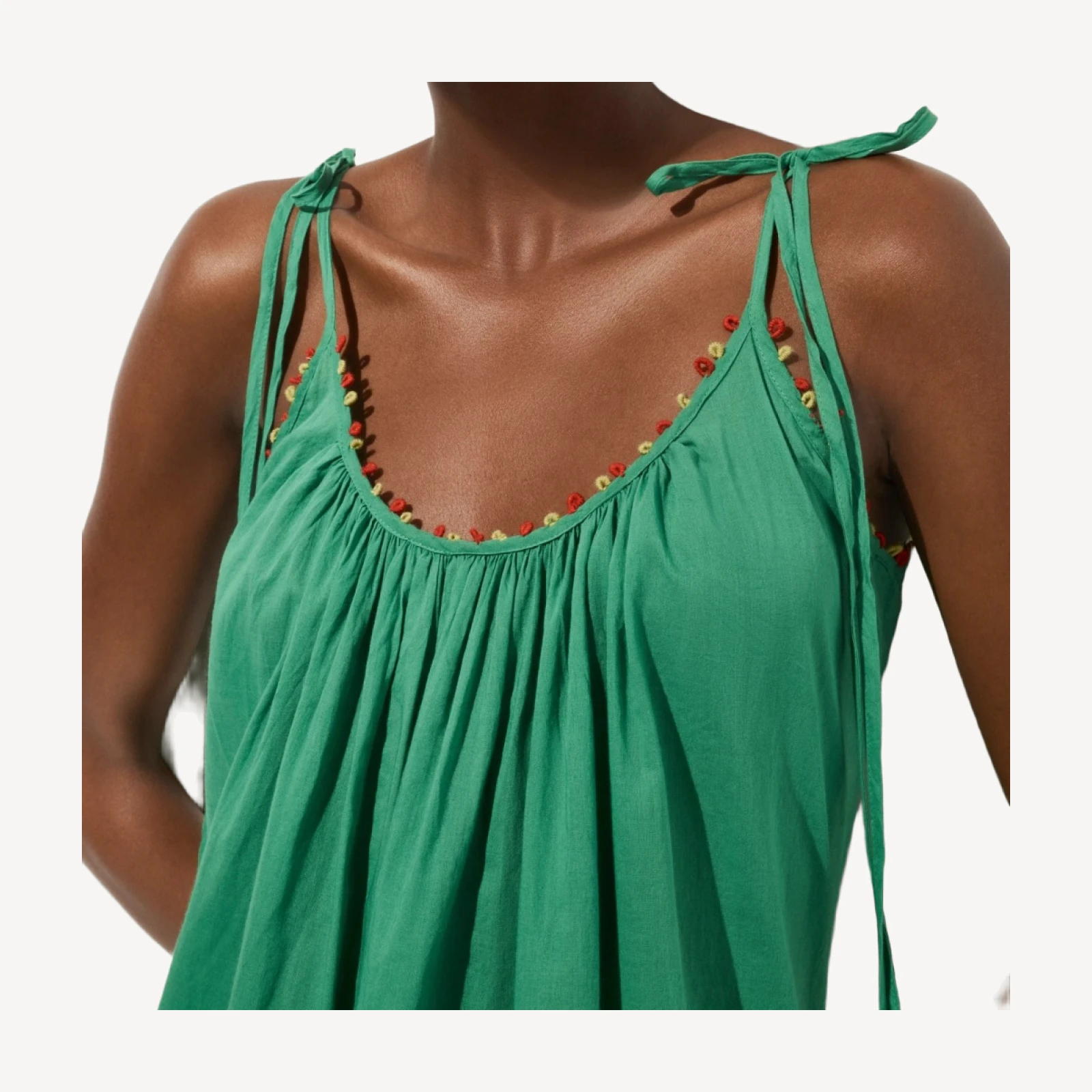 Cotton voile embroidered beach dress
