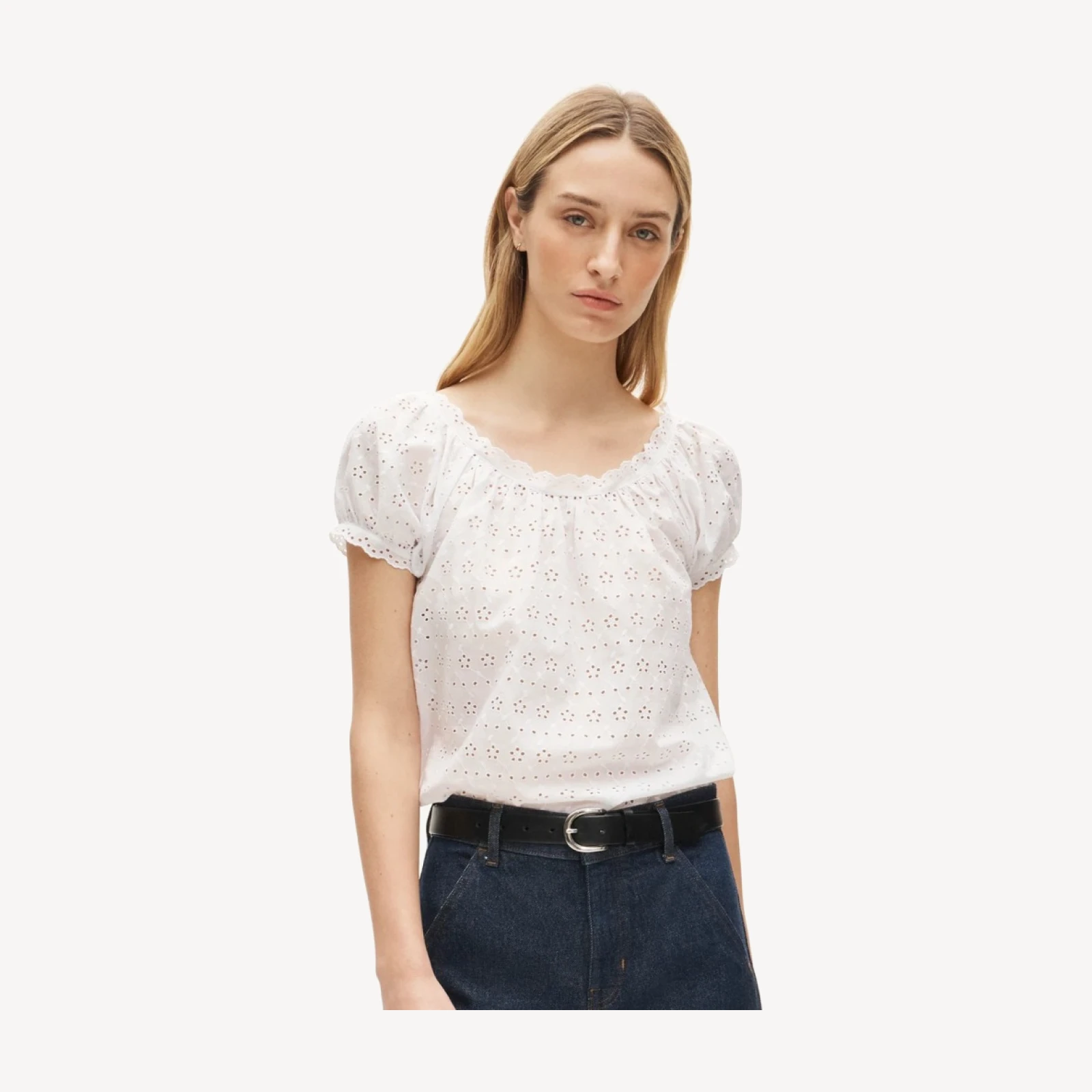 Scallop-trim eyelet top