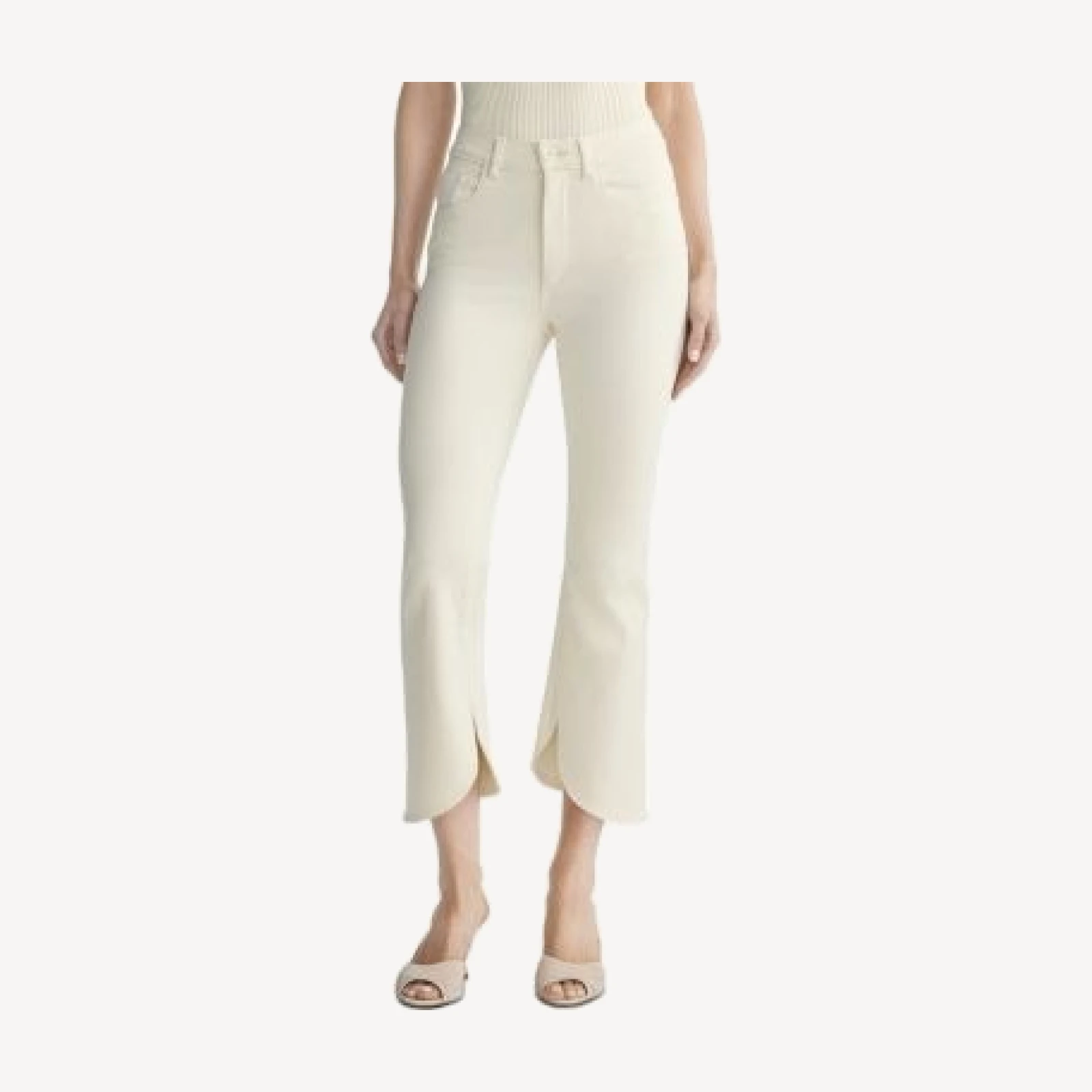 DL1961 Bridget Boot High Rise Instasculpt Crop Jeans in Crema Scalloped