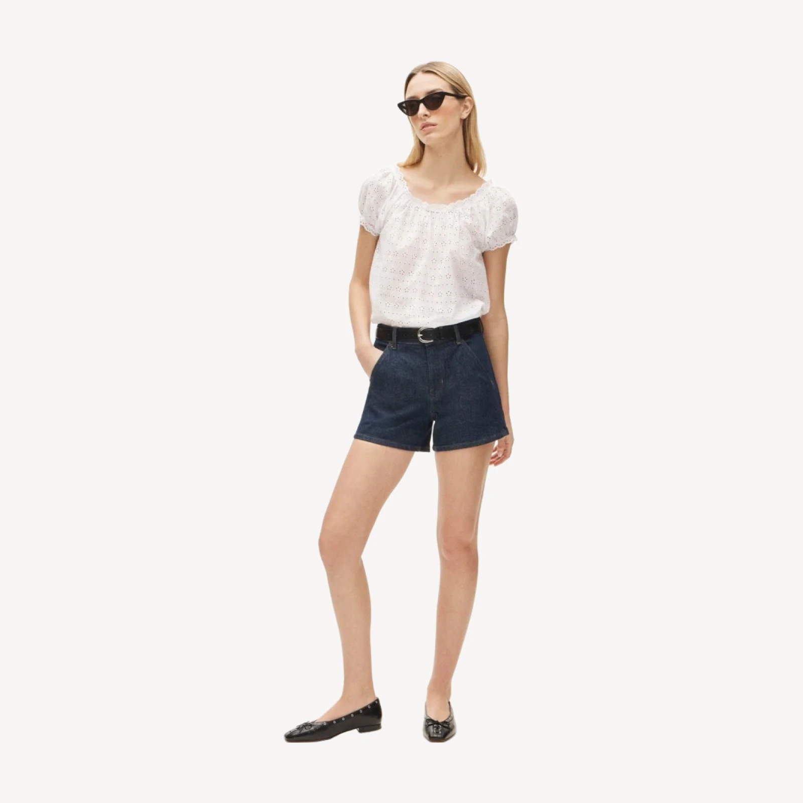 Scallop-trim eyelet top