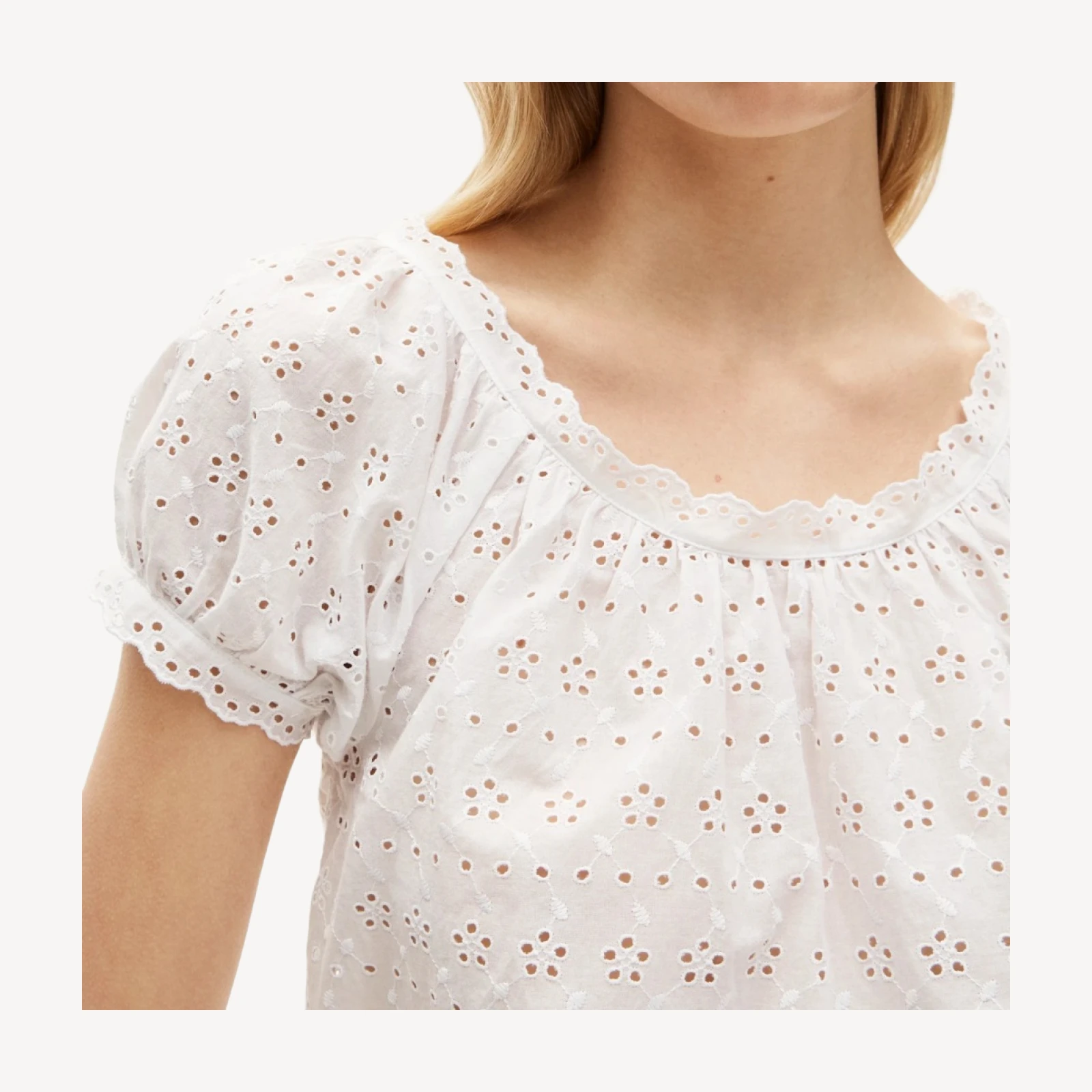 Scallop-trim eyelet top