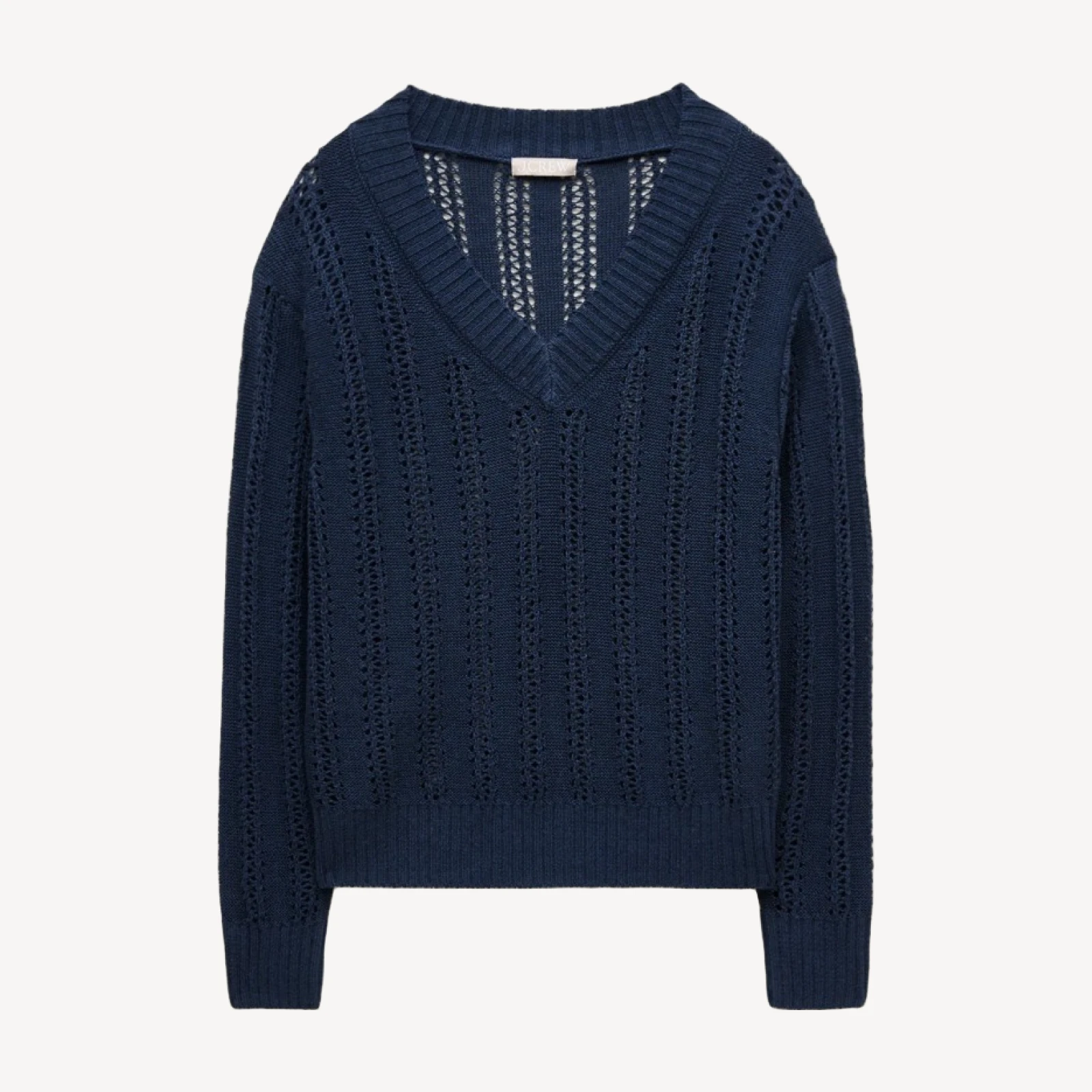 Open-knit V-neck sweater in linen blend