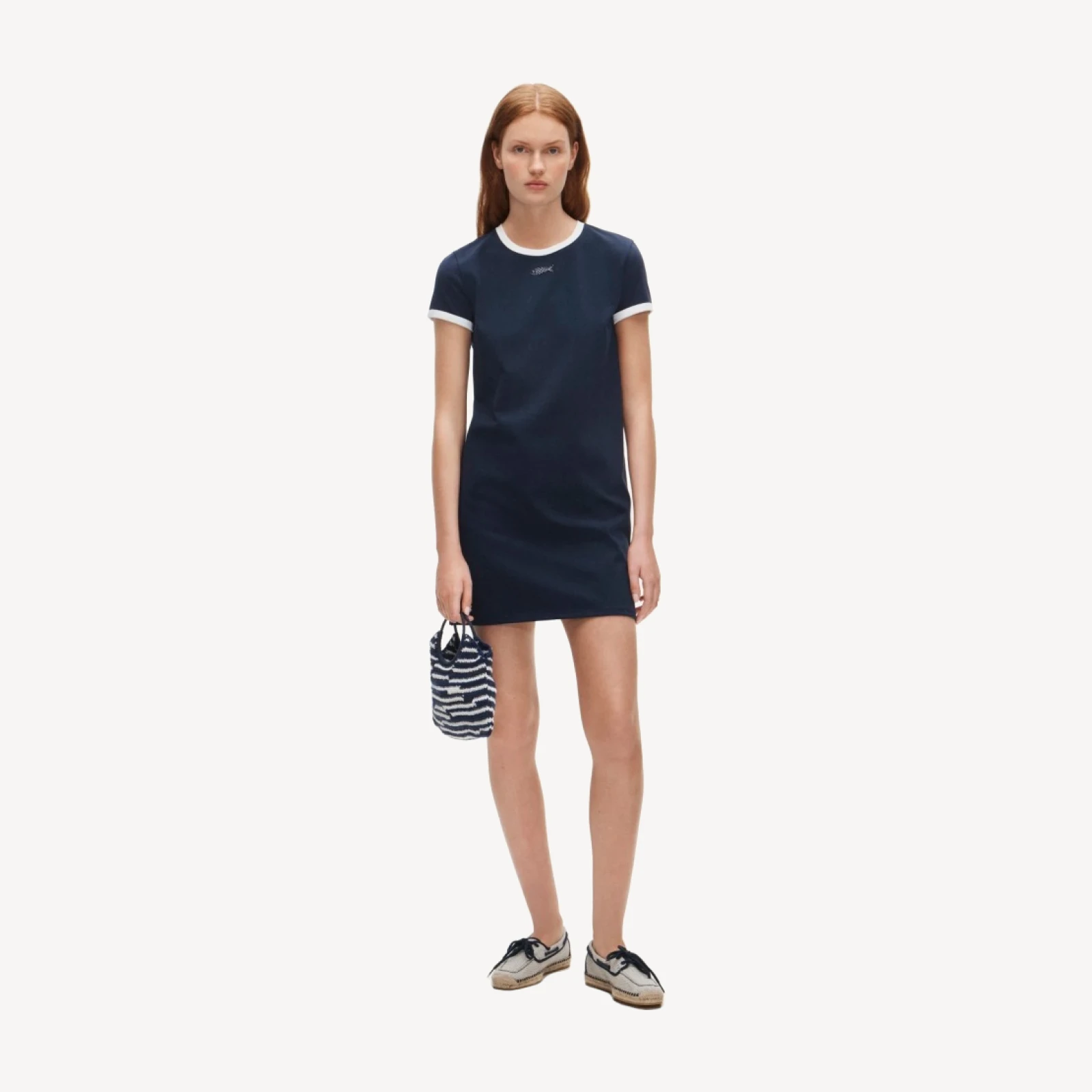 Vintage jersey embroidered ringer T-shirt dress