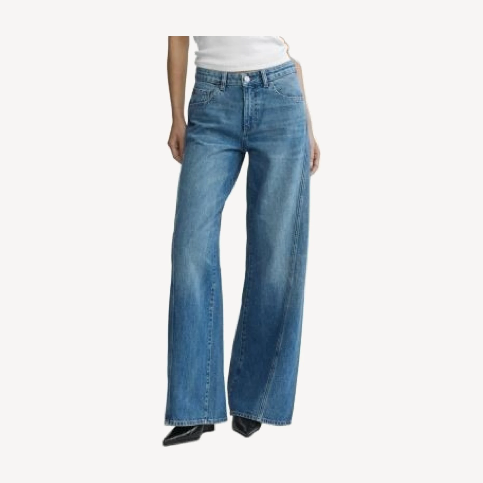 DL1961 Alex Baggy Wide Leg Low Rise Jeans in Authentic