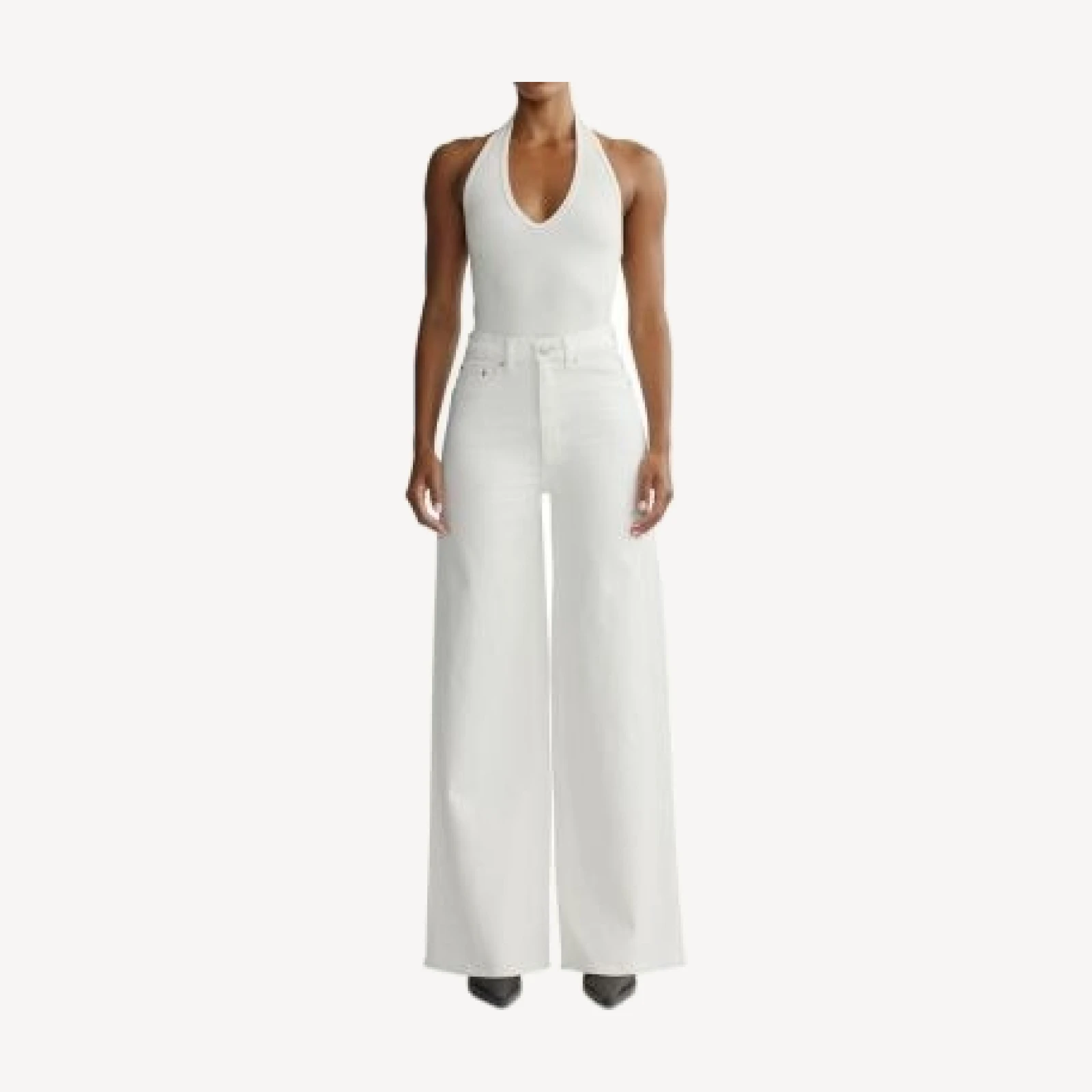 DL1961 Hepburn High Rise Wide Leg Jeans in Eggshell