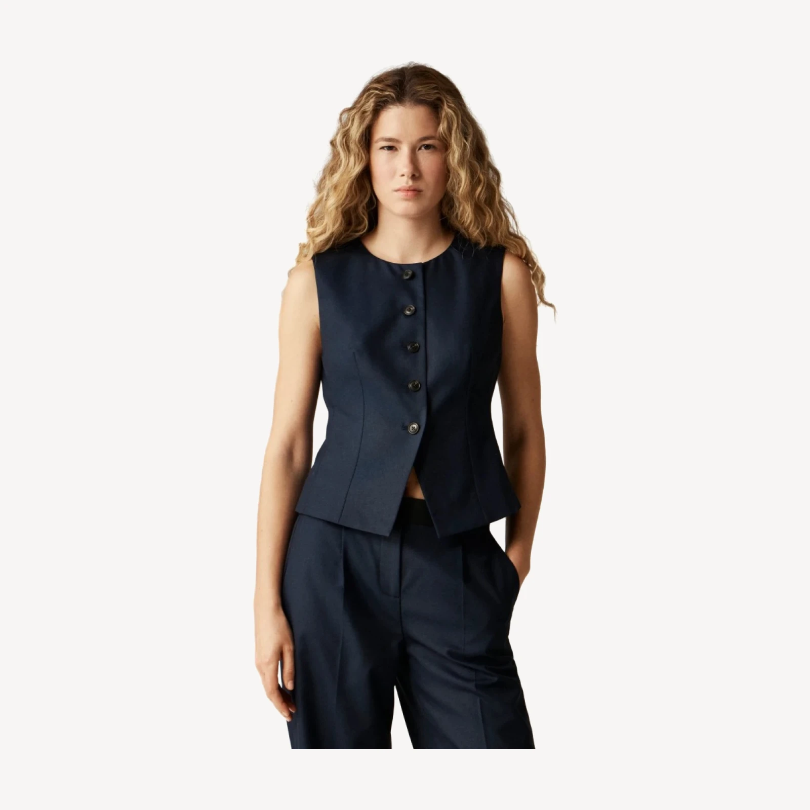 Essential tailored vest top in wool-blend