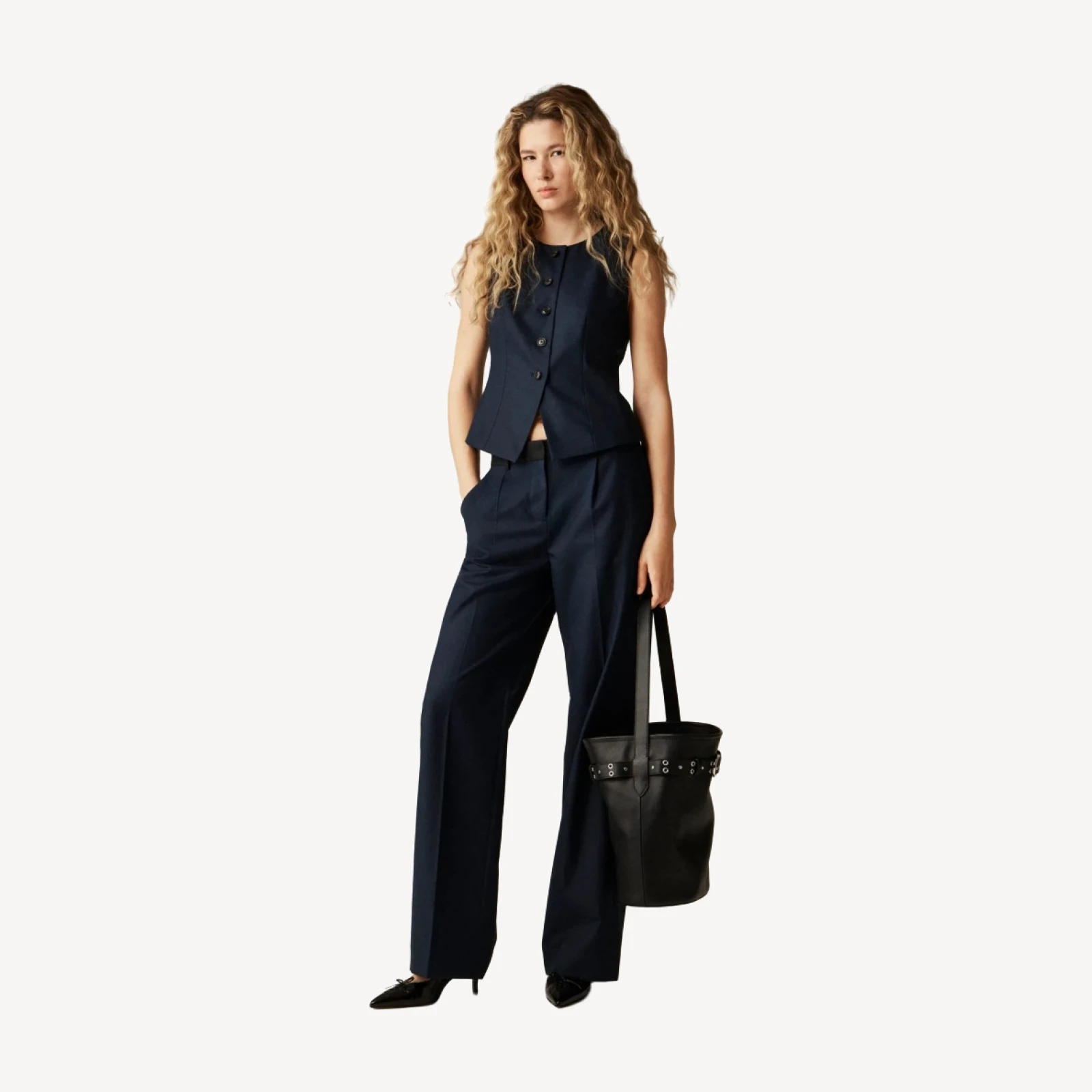 Essential tailored vest top in wool-blend