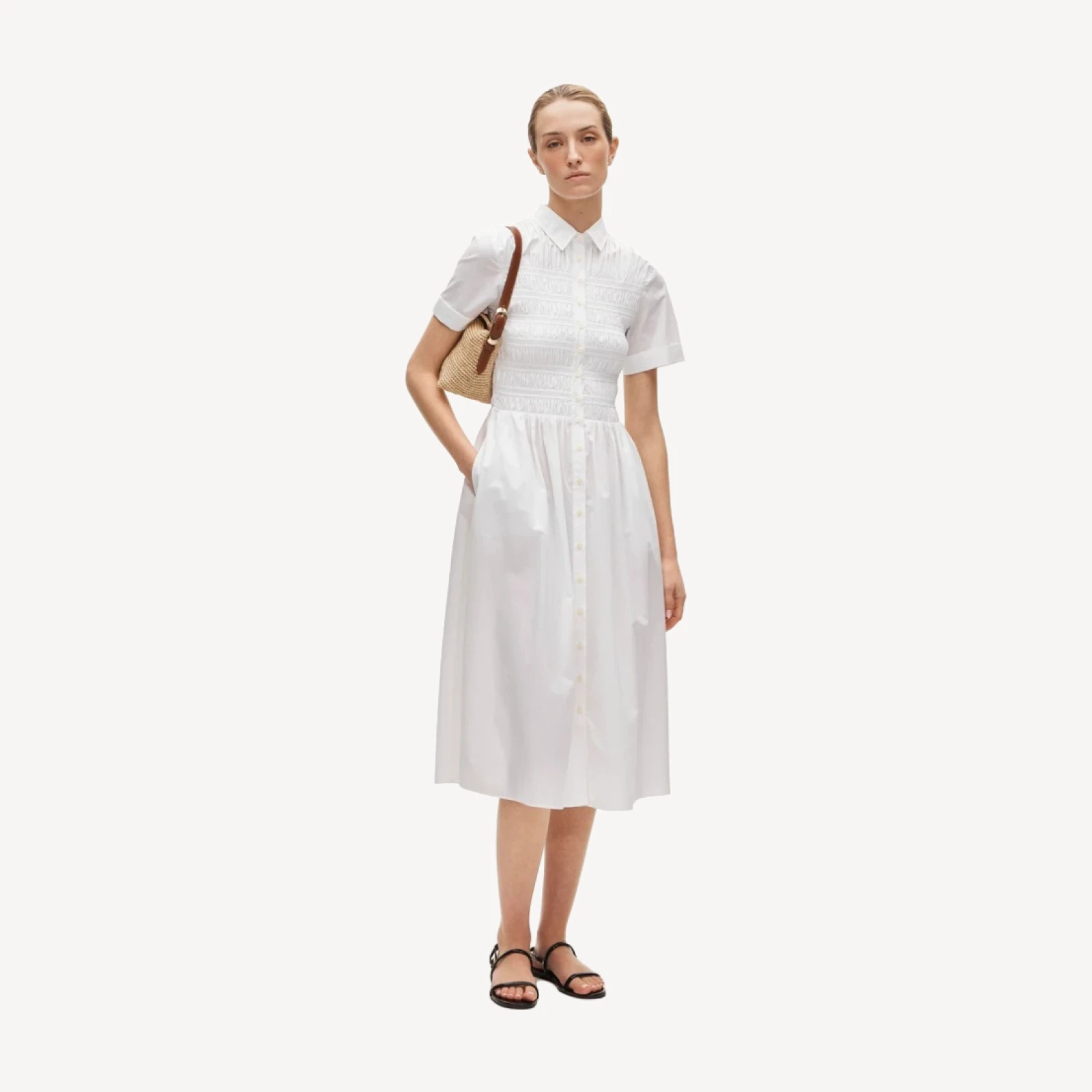 Elsie shirt-dress in cotton poplin
