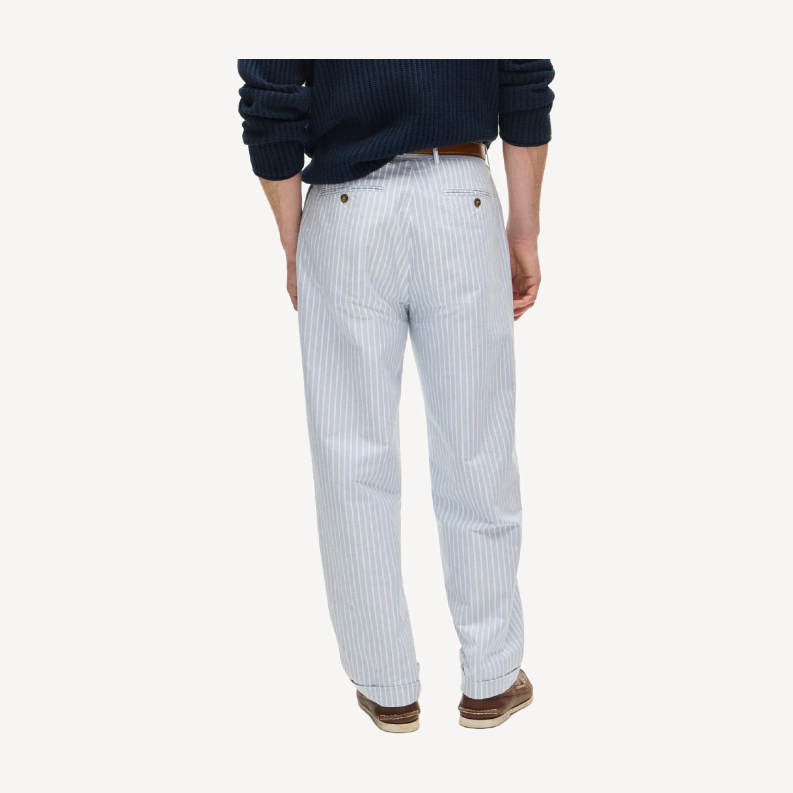 Relaxed-fit double-pleated oxford chino pant in stripe