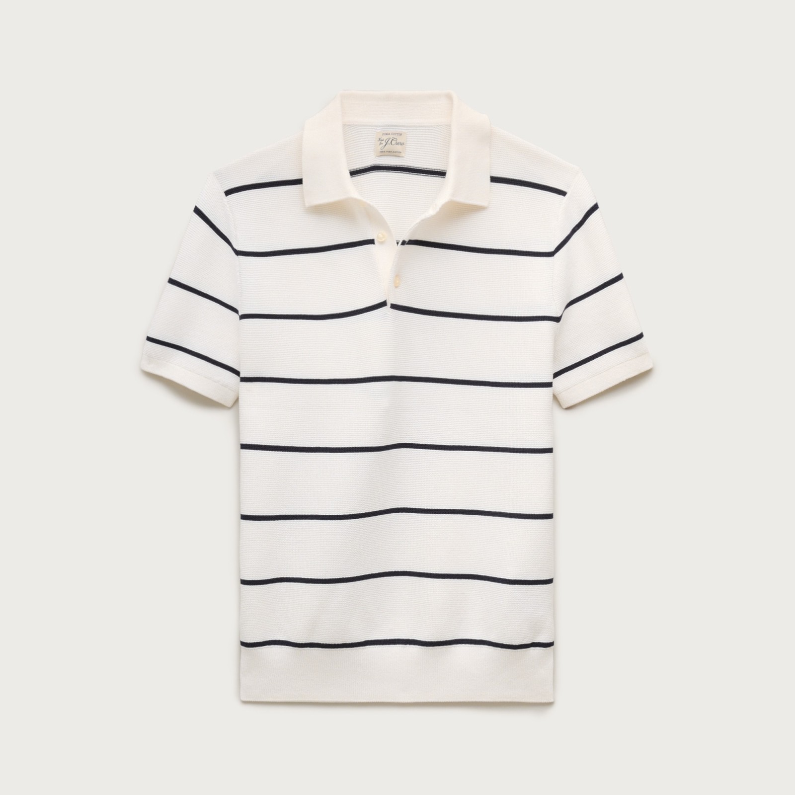 Short-sleeve Pima cotton sweater-polo in stripe