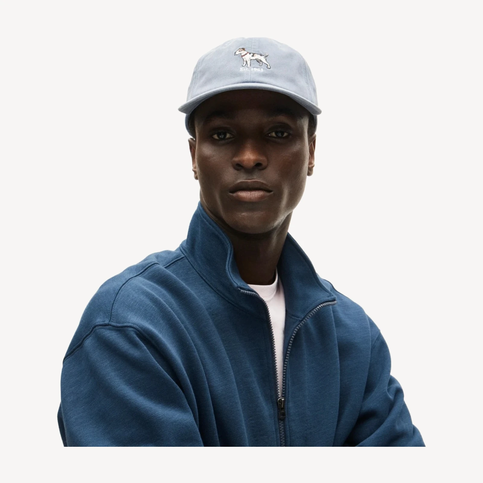 Cotton canvas cap with dog embroidery