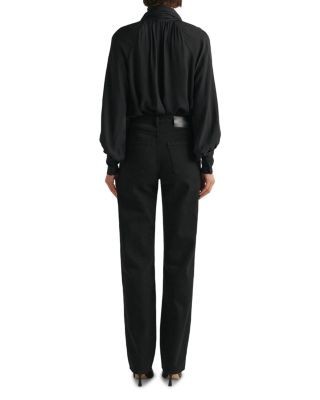 DL1961 Petite Cate Classic High Rise Straight Jeans in Black