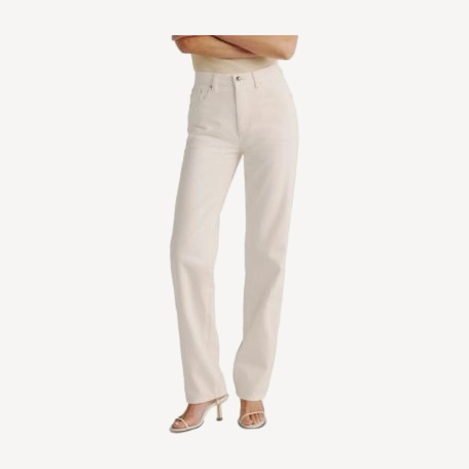 DL1961 Cate Classic High Rise Straight Highluxe Jeans in Eggshell