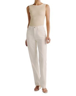 DL1961 Cate Classic High Rise Straight Highluxe Jeans in Eggshell