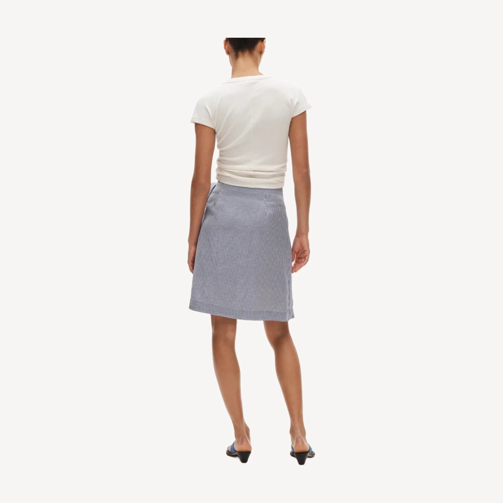 Faux-wrap skirt in gingham