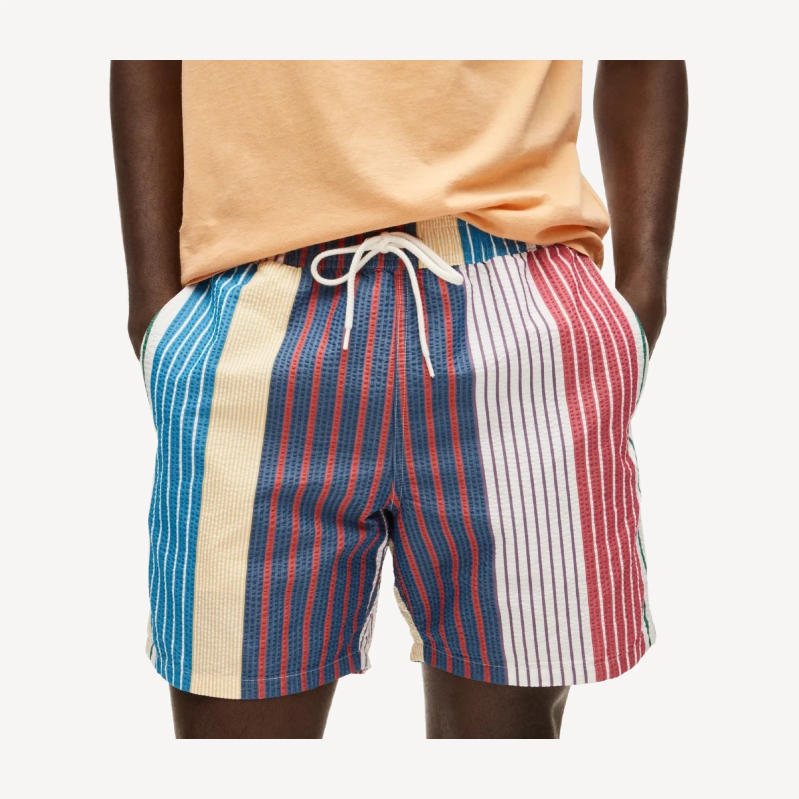 6" swim trunk in seersucker