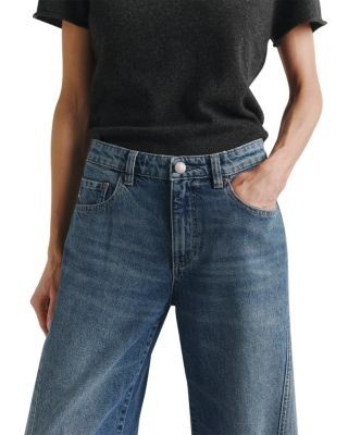 DL1961 Alex Petite Highluxe Mid Rise Baggy Wide Leg Jeans in Authentic