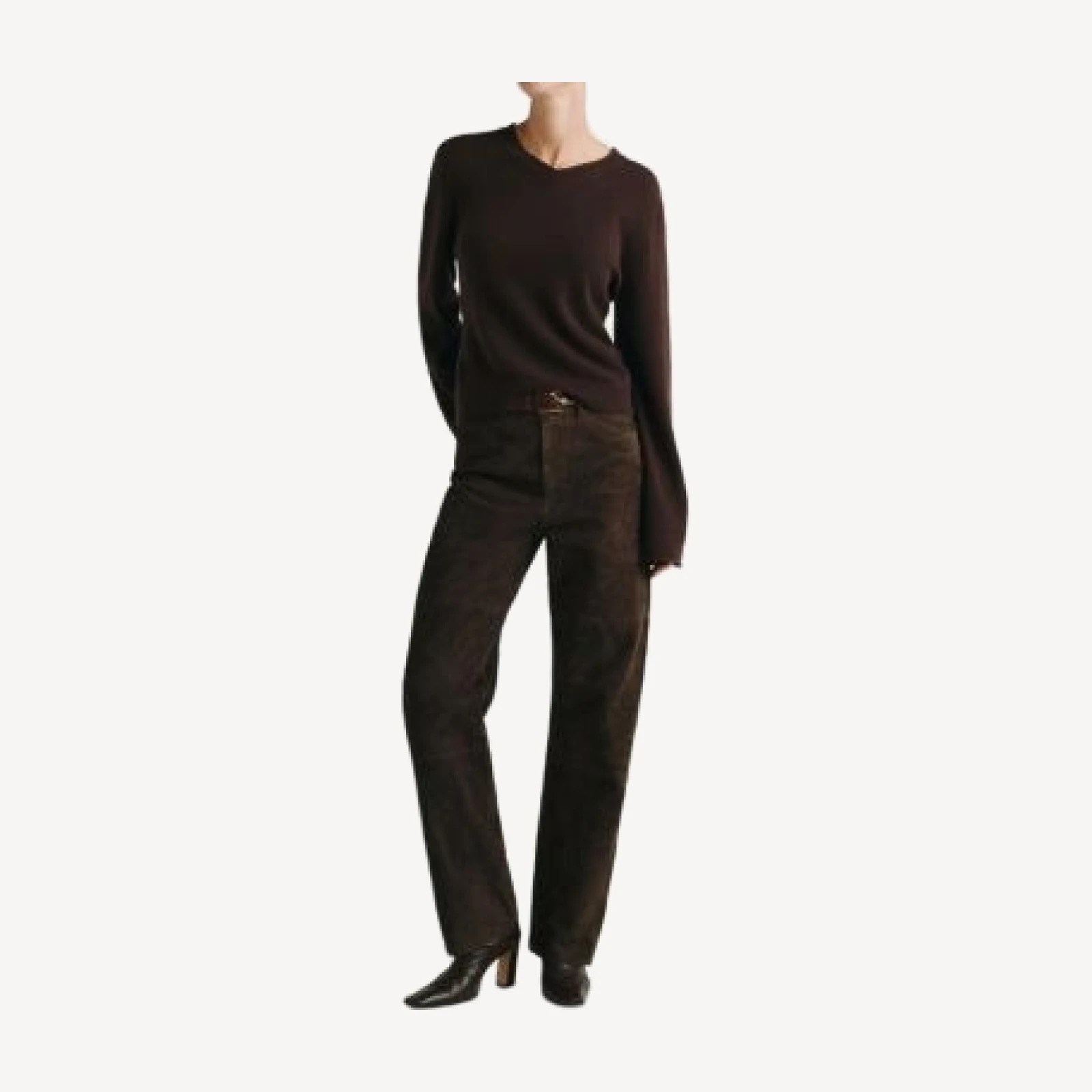 DL1961 Daria Leather High Rise Slim Straight Leg Jeans in Tobacco Suede