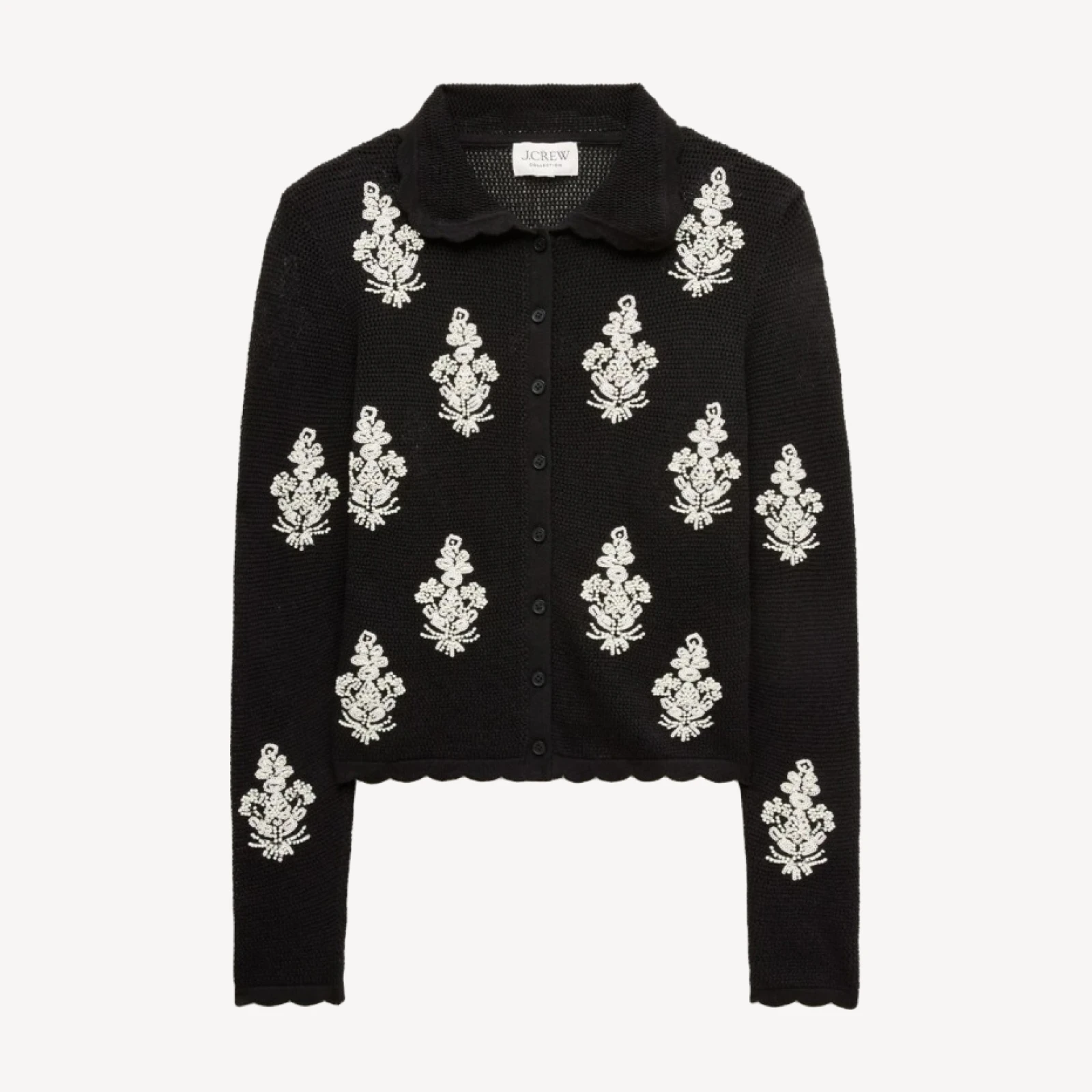 Collection pointelle floral cardigan with embellishments
